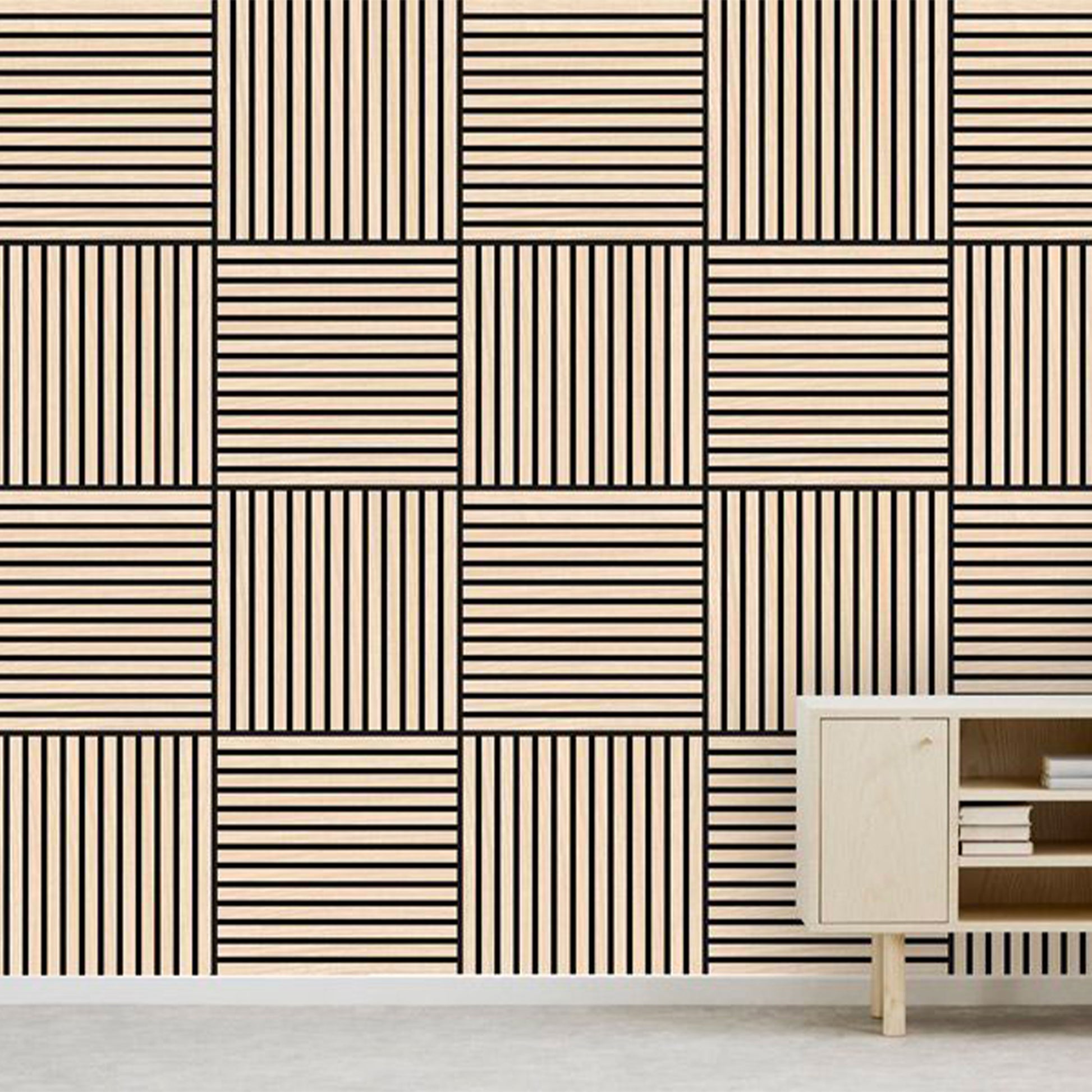 JANGAL Parete acustica a pannelli Modulabile LAMELLI 52x52cm rivestiti vero ROVERE mod. LETEA OAK - Eternal Parquet