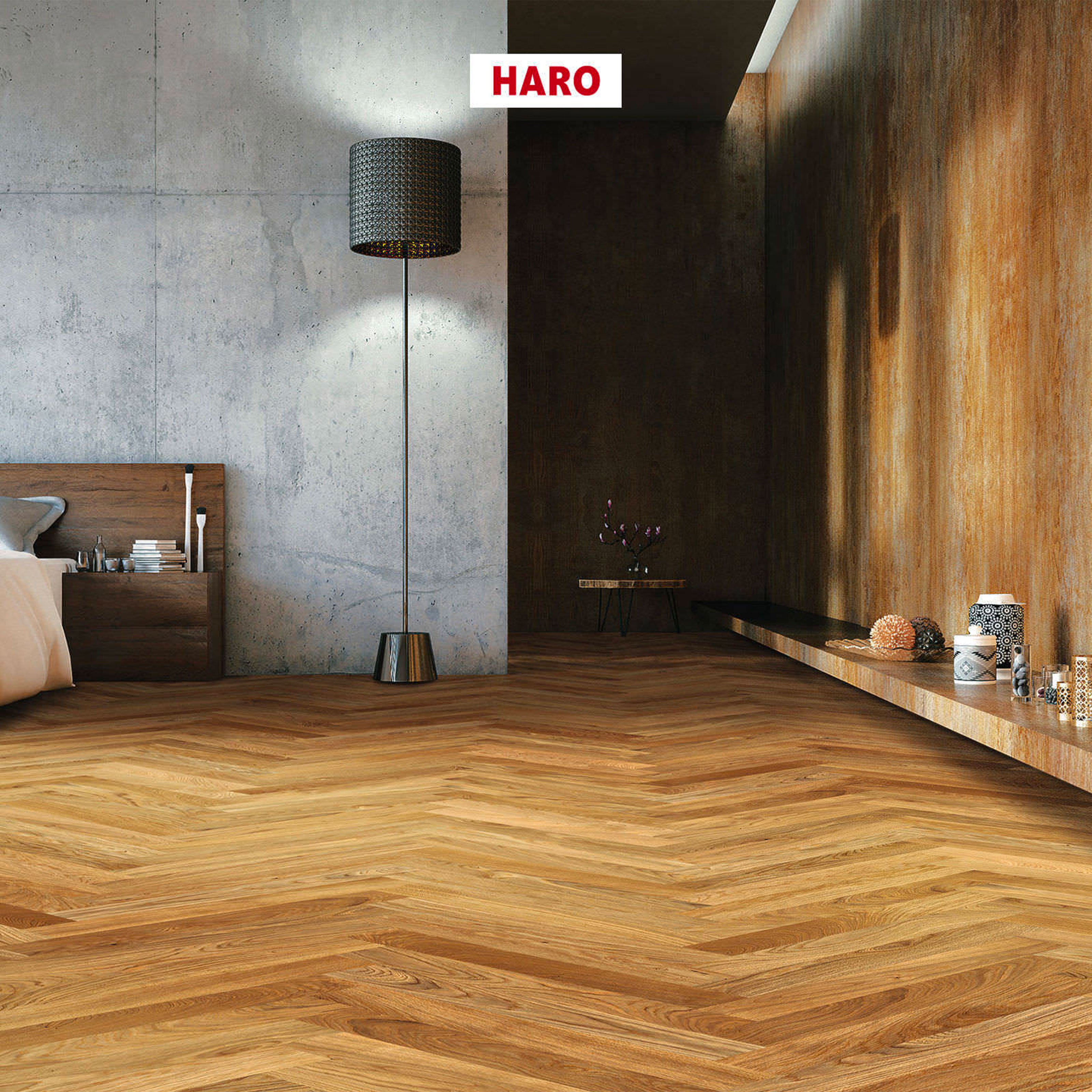 €32,90mq ***STOCK***  Lotti da 97mq di  LISTONE HARO in legno, rovere FAMILY Vern. Spazz. 10x85x771 Anche Spina