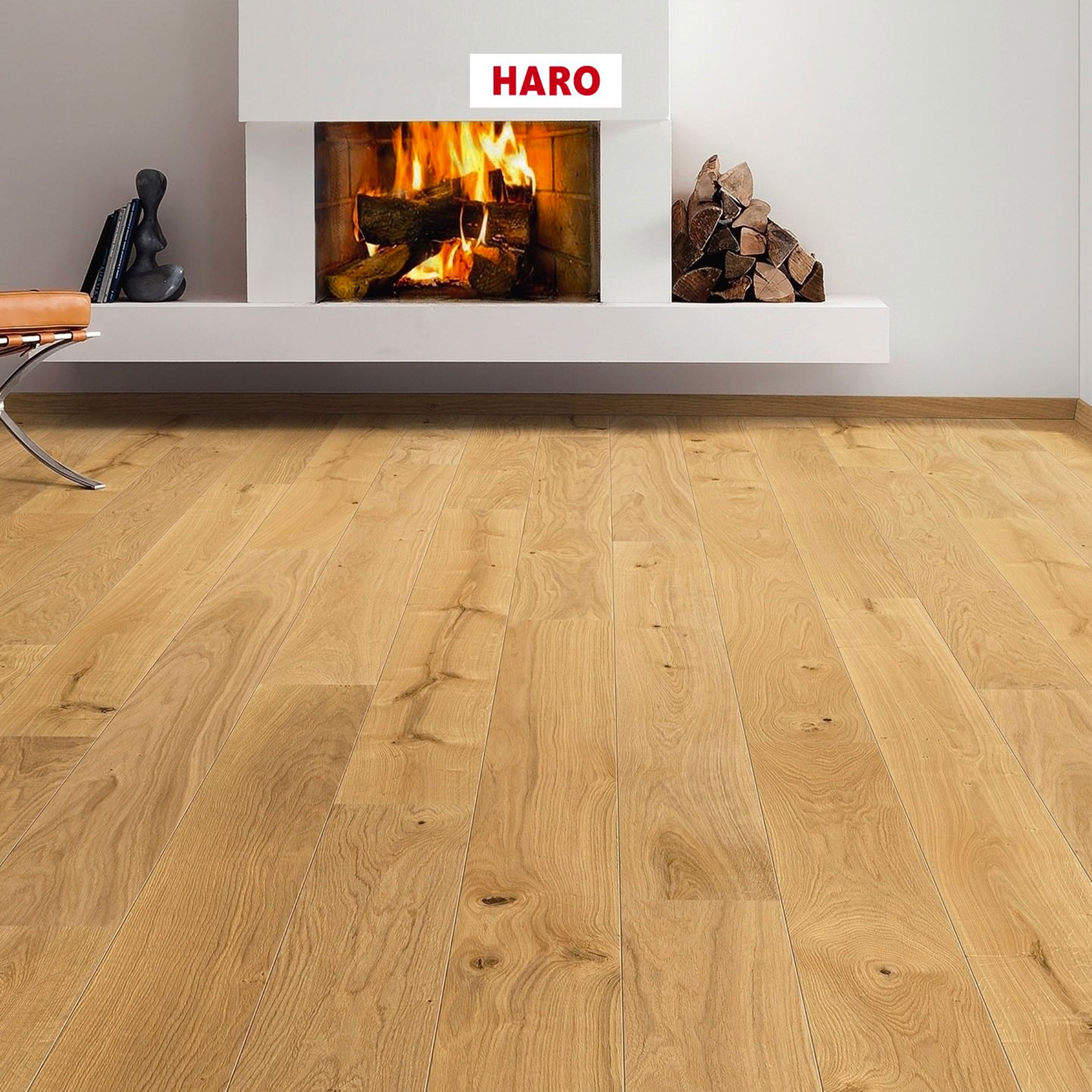 €34.90mq ***SUPER STOCK*** lotti da 100mq di  MAXILISTONE HARO in legno, rovere spazz. OLIO 11x180x1100 click - Eternal Parquet