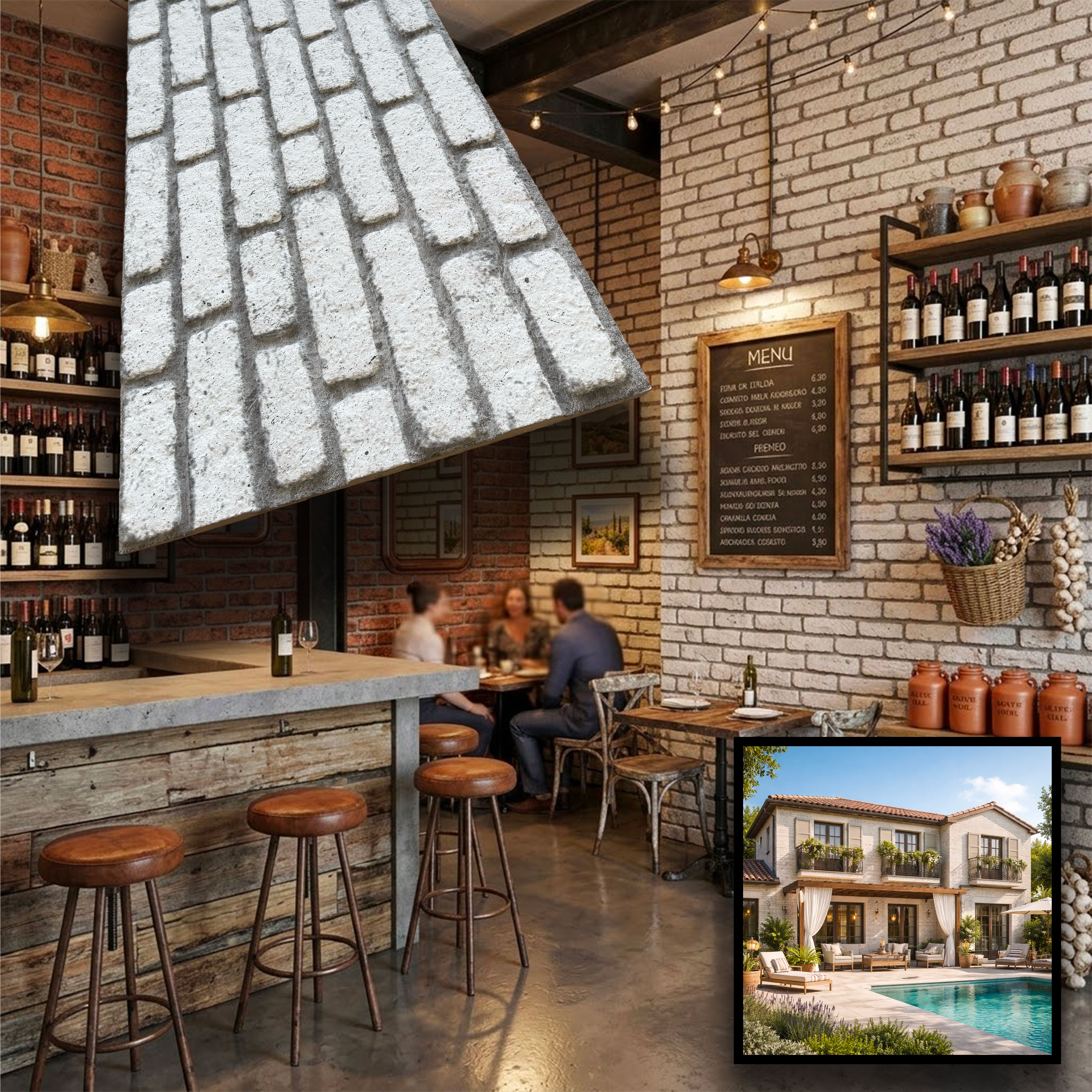 CAPPOTTO esterno - interno isolante in STYROFOAM 3D spess.2cm (120x50cm) con resine e malta mattoni Bianco provenza - Eternal Parquet