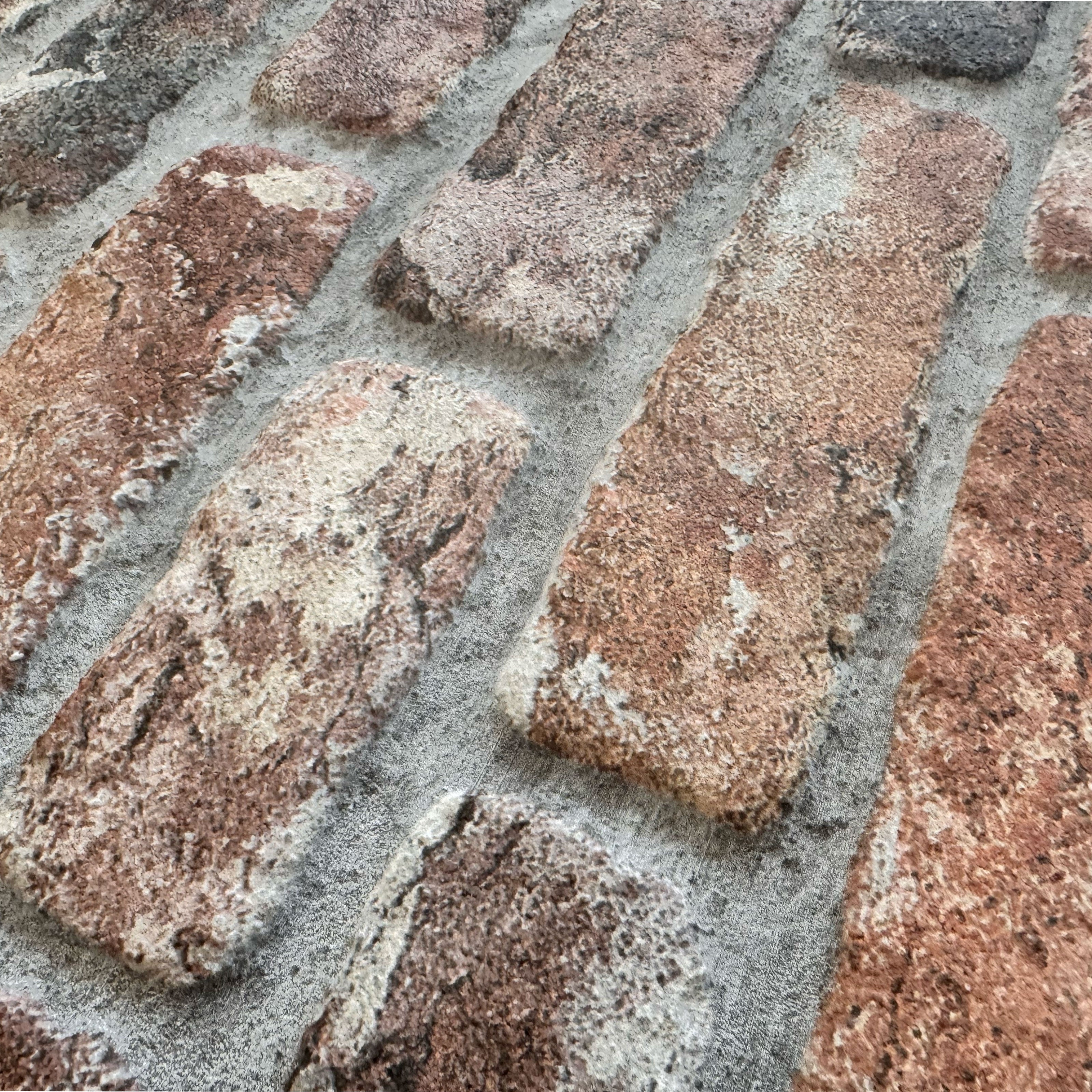 CAPPOTTO esterno - interno isolante in STYROFOAM 3D spess.2cm (120x50cm) con resine e malta Mattoni ossidati