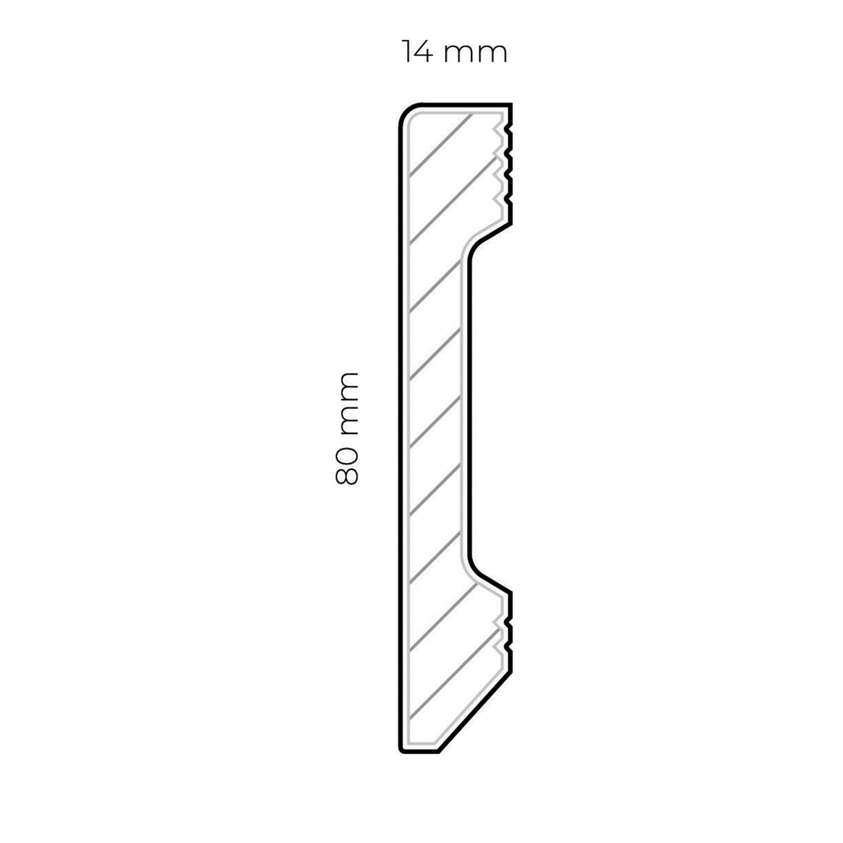 Battiscopa DRITTO in POLIMERI EqualWood HI-TEC 80x15mm - BIANCO (prezzo al metro)