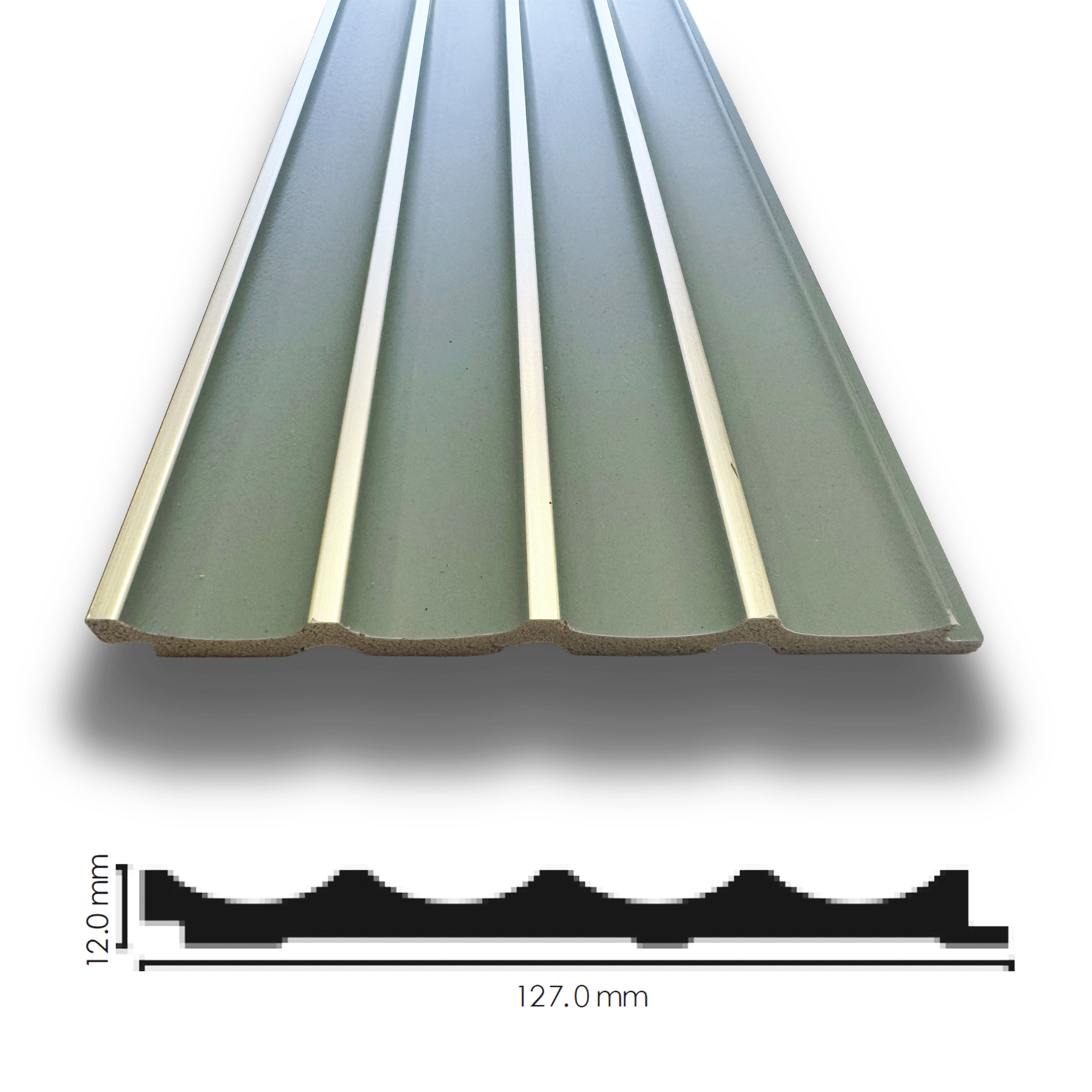 Asta intera 12x127x2800mm di Rivestimento Parete Boiserie cannettato Lamelli in polimeri SALVIA VINTAGE and GOLD - Eternal Parquet