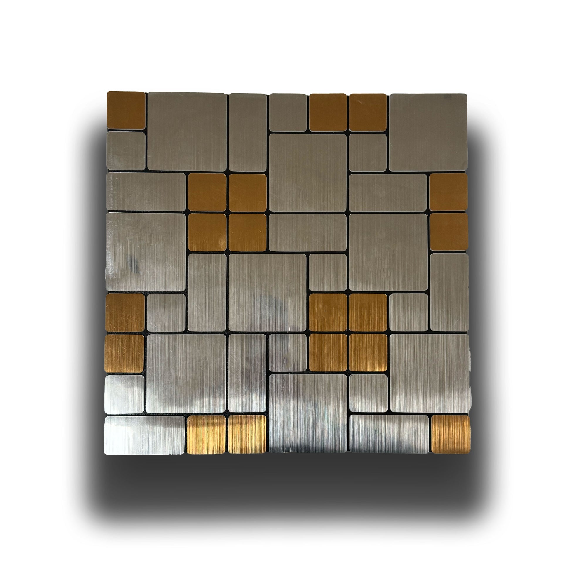 Piastrelle 3D Autoadesive in PET acustiche e isolanti 30x30cm (4mm spessore) MOSAICO GOLD SILVER - Eternal Parquet