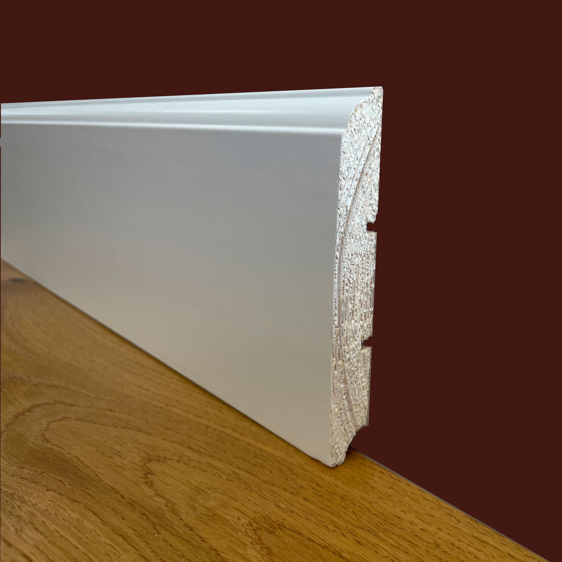 Battiscopa PREMIUM in legno MASSELLO mod.FIRENZE 120x15 laccato bianco liscio (prezzo al metro) Eternal Parquet