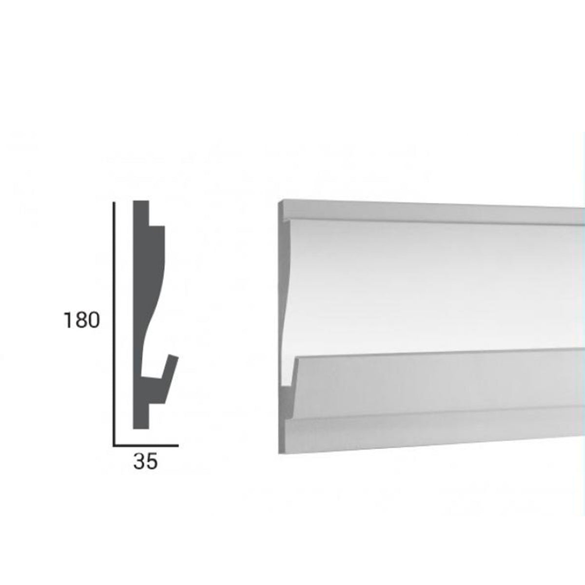 €14,99 a barra *** STOCK *** Pacco da 12 barre di cornice XPS Con alloggio LED 35X180x1150 KD405 - Eternal Parquet