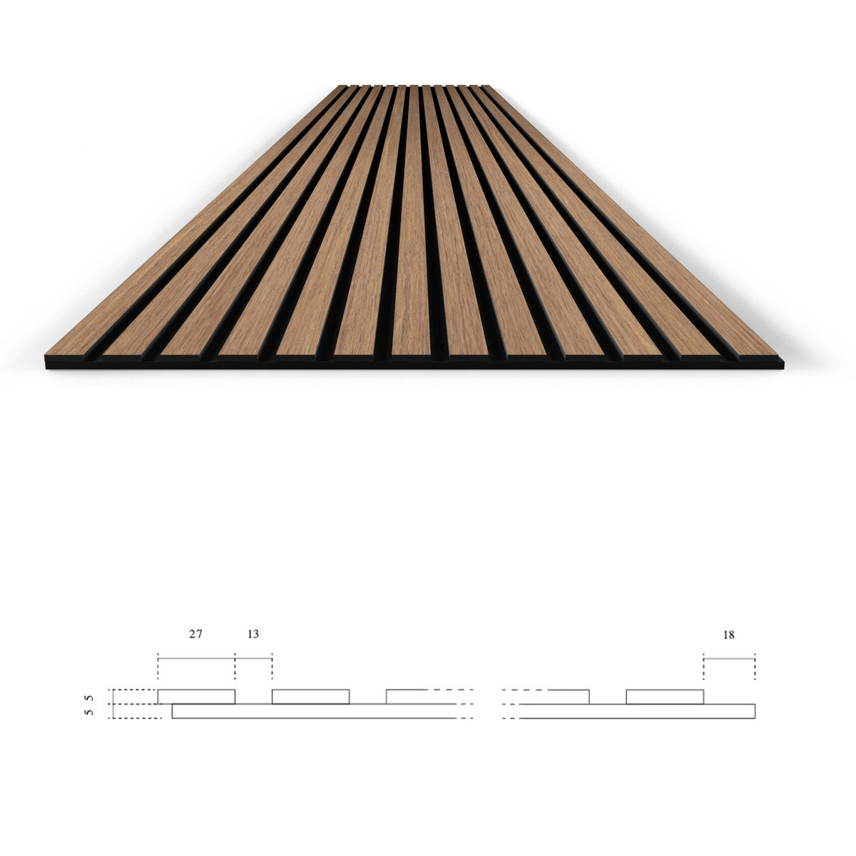Pannello acustico dogato cannettato decorativo 2800x600x10mm in VERO LEGNO+Pet+Mdf "varie essenze" - Eternal Parquet