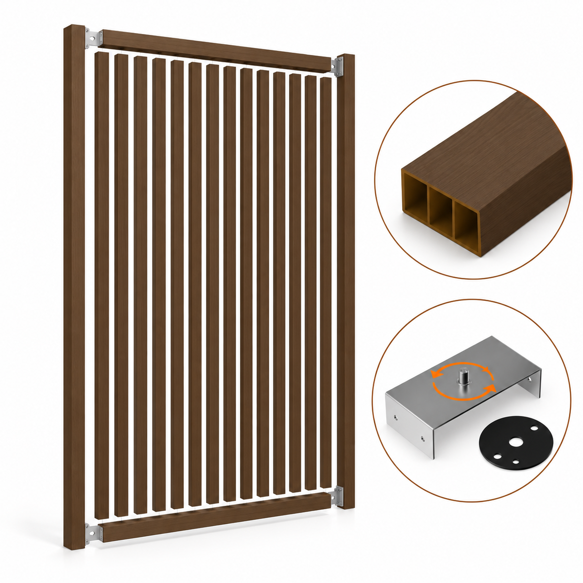 SIPA BOLD Kit completo (16 toghe+2 basi orizzontali+staffe GIREVOLI) Divisorio Frangiluce in PVC Effetto Legno – rifilabile  1600x2900mm