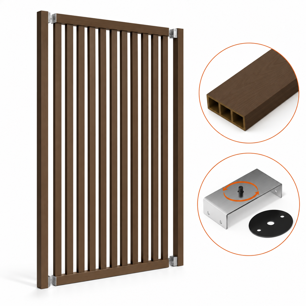 SIPA SLIM Kit completo (13 toghe+2 basi orizzontali+staffe GIREVOLI) Divisorio Frangiluce in PVC Effetto Legno – rifilabile  1205x2900mm