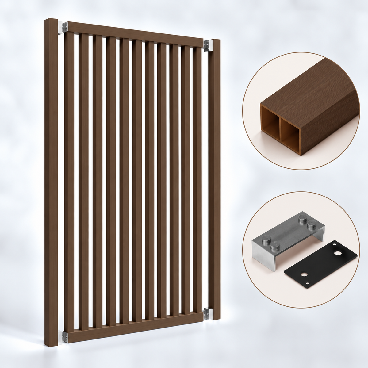 SIPA PURE Kit completo (13 toghe+2 basi orizzontali+staffe fisse) Divisorio Frangiluce in PVC Effetto Legno – rifilabile  1250x2900mm - Eternal Parquet