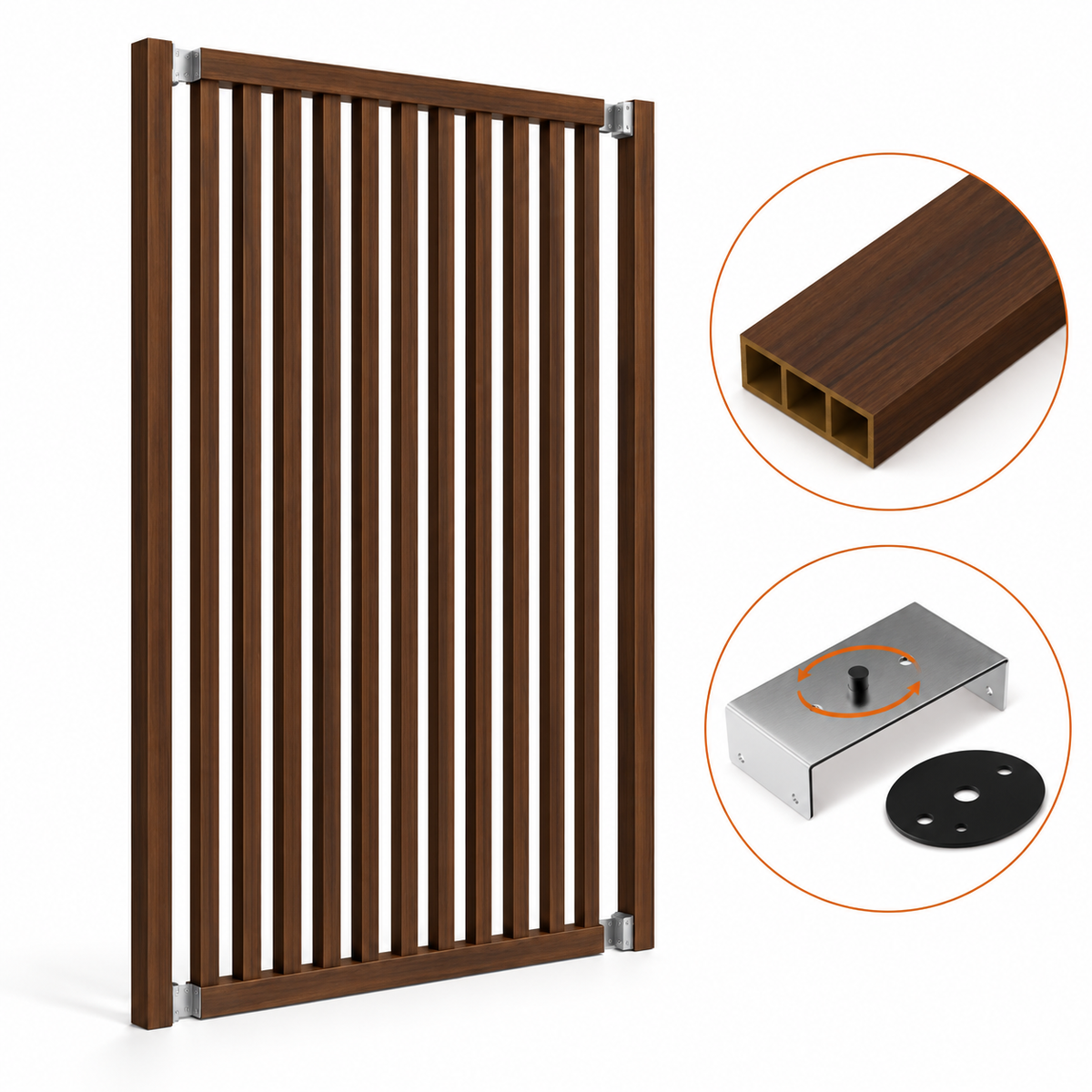 SIPA SLIM Kit completo (13 toghe+2 basi orizzontali+staffe GIREVOLI) Divisorio Frangiluce in PVC Effetto Legno – rifilabile  1205x2900mm