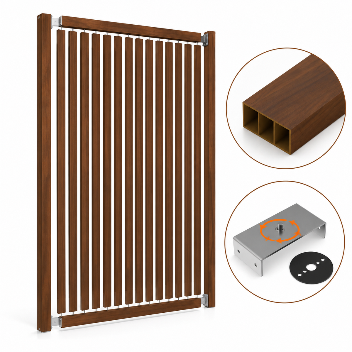 SIPA BOLD Kit completo (16 toghe+2 basi orizzontali+staffe GIREVOLI) Divisorio Frangiluce in PVC Effetto Legno – rifilabile  1600x2900mm