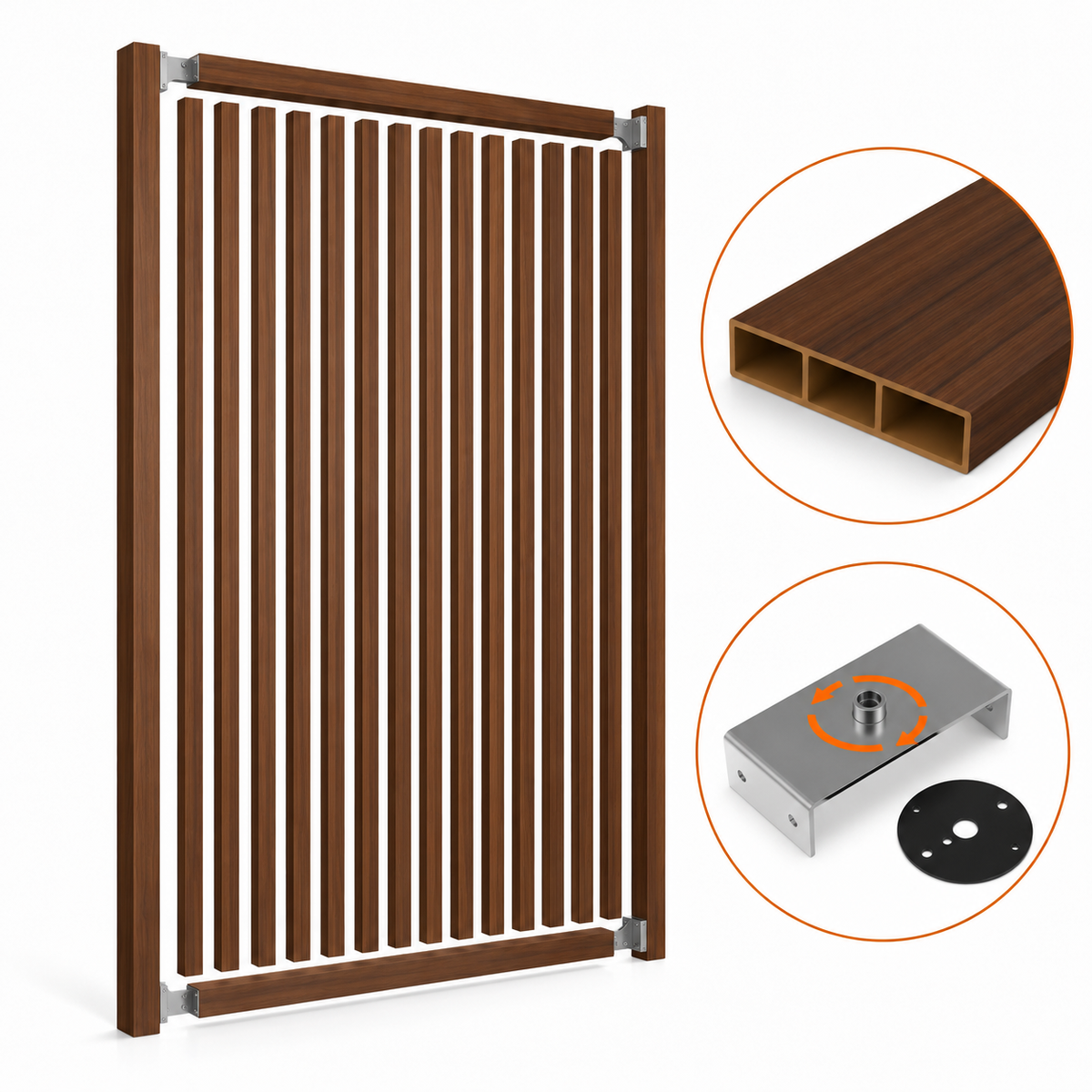 SIPA SLIM Kit completo (16 toghe+2 basi orizzontali+staffe GIREVOLI) Divisorio Frangiluce in PVC Effetto Legno – rifilabile  1525x2900mm