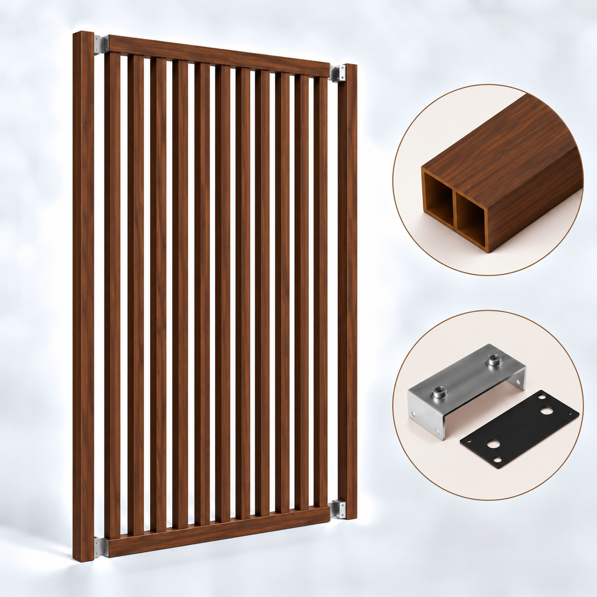 SIPA PURE Kit completo (13 toghe+2 basi orizzontali+staffe fisse) Divisorio Frangiluce in PVC Effetto Legno – rifilabile  1250x2900mm - Eternal Parquet