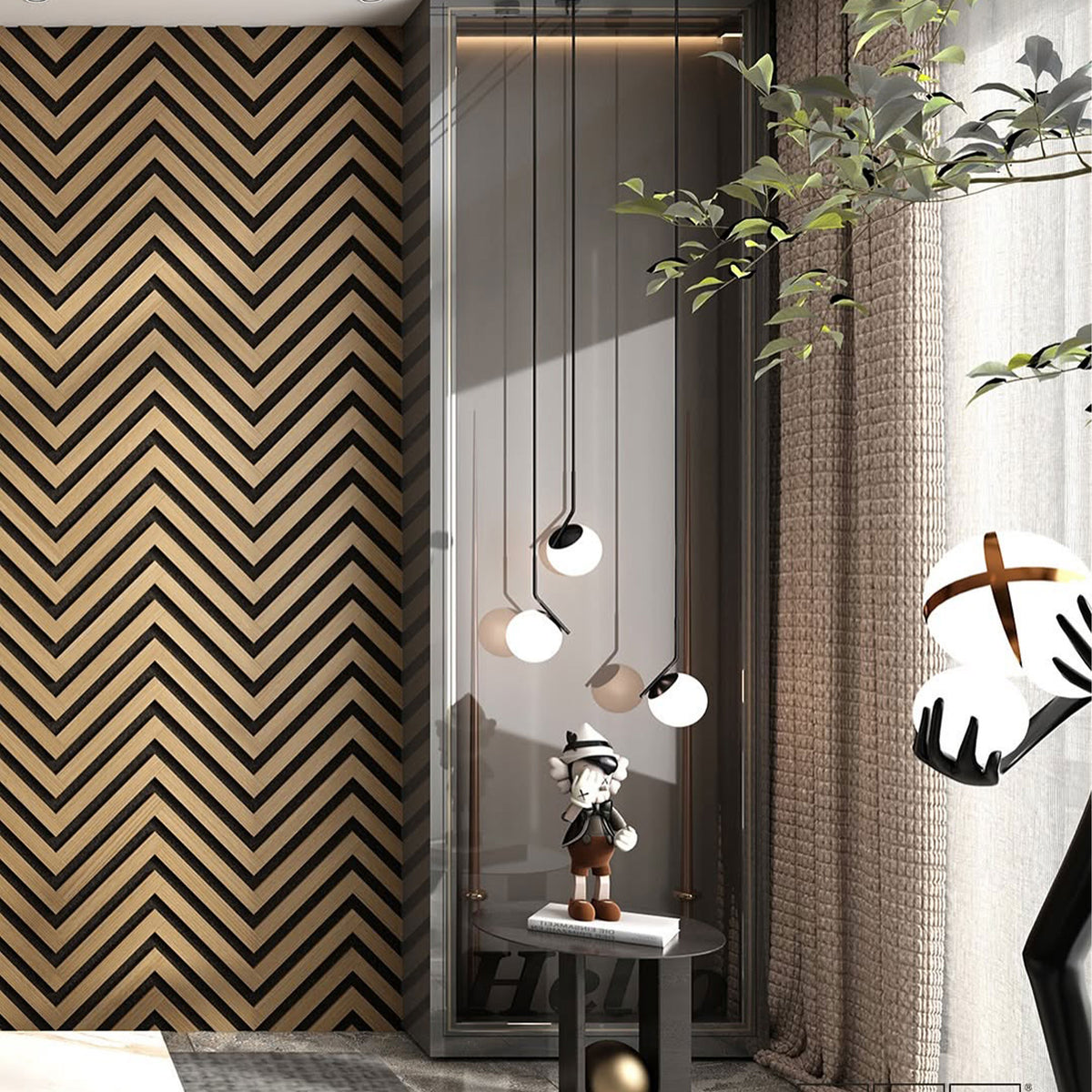 Pannello acustico professionale decorativo Spina Italiana 2700x540x17mm in VERO LEGNO+Pet+Mdf "varie essenze" - Eternal Parquet