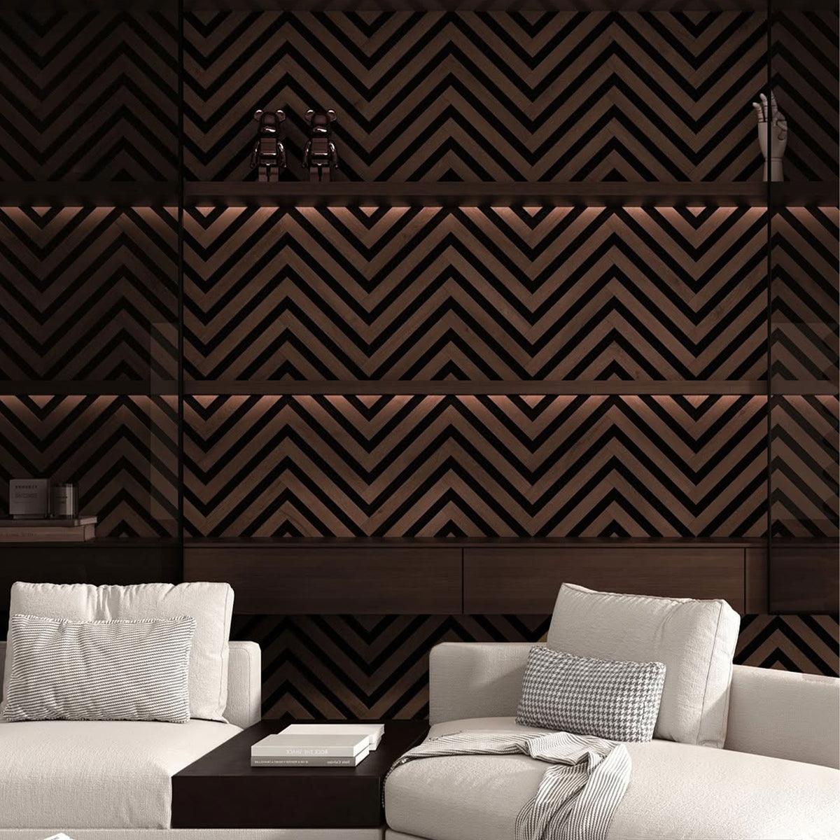 Pannello acustico professionale decorativo Spina Italiana 2700x540x17mm in VERO LEGNO+Pet+Mdf "varie essenze" - Eternal Parquet