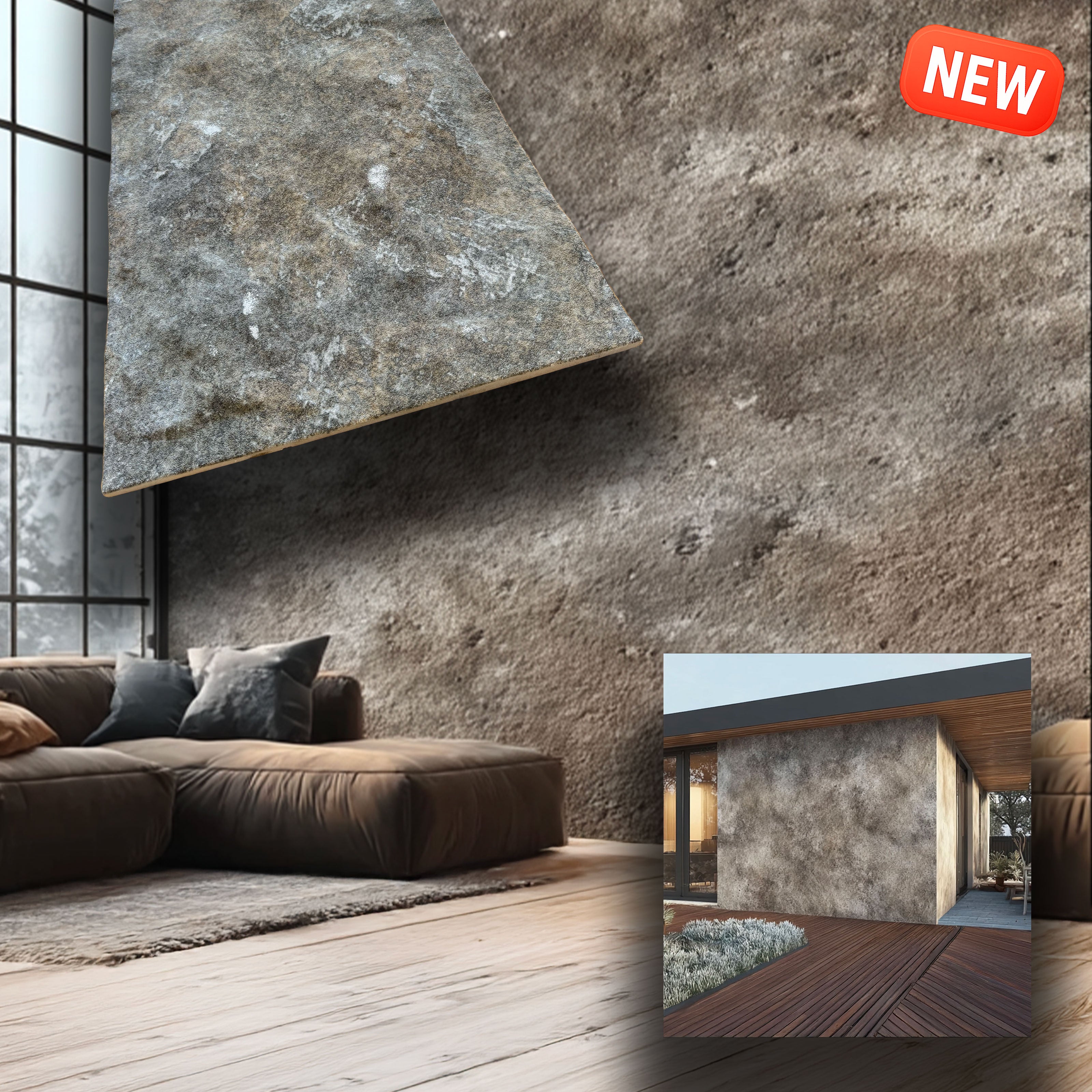 CAPPOTTO esterno - interno  isolante in STYROFOAM 3D da 2cm con sabbiatura e malta 120x50cm ANTICHE MURA - Eternal Parquet