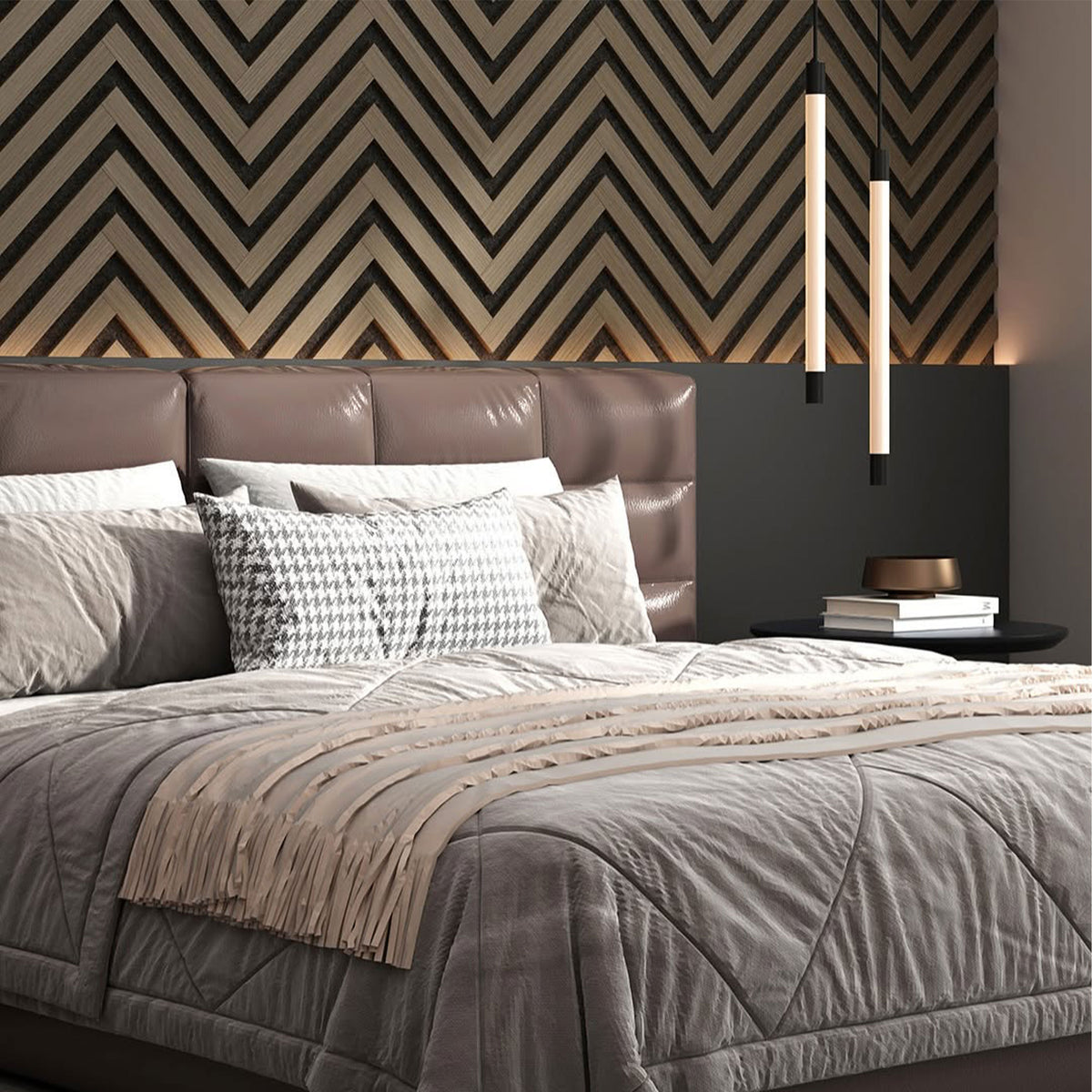 Pannello acustico professionale decorativo Spina Italiana 2700x540x17mm in VERO LEGNO+Pet+Mdf "varie essenze" - Eternal Parquet
