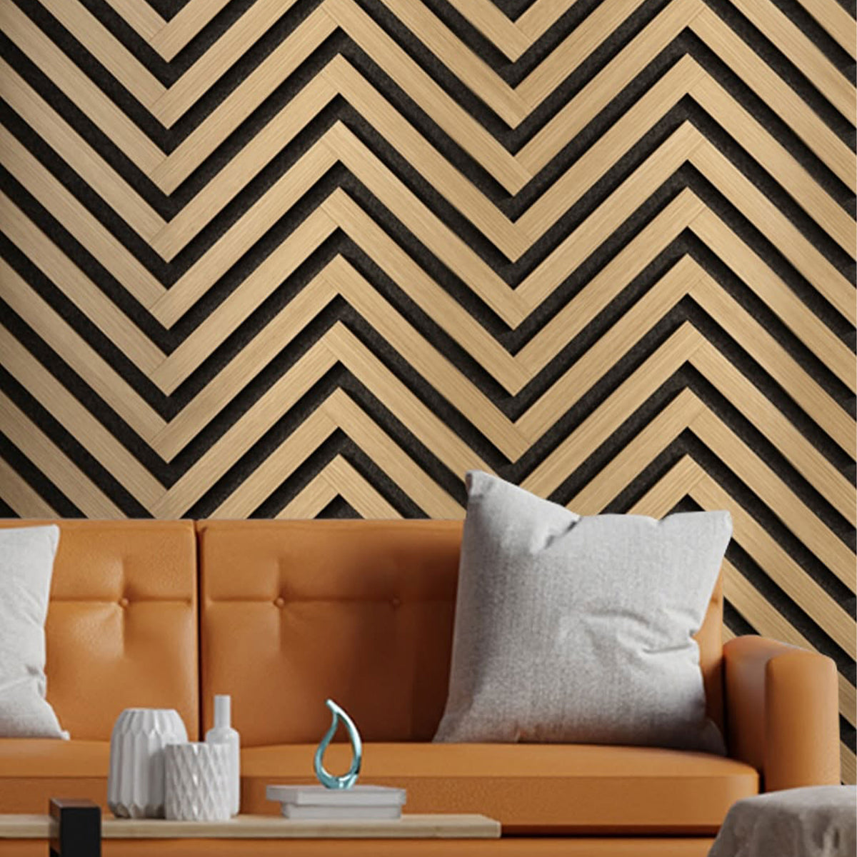 Pannello acustico professionale decorativo Spina Italiana 2700x540x17mm in VERO LEGNO+Pet+Mdf "varie essenze" - Eternal Parquet