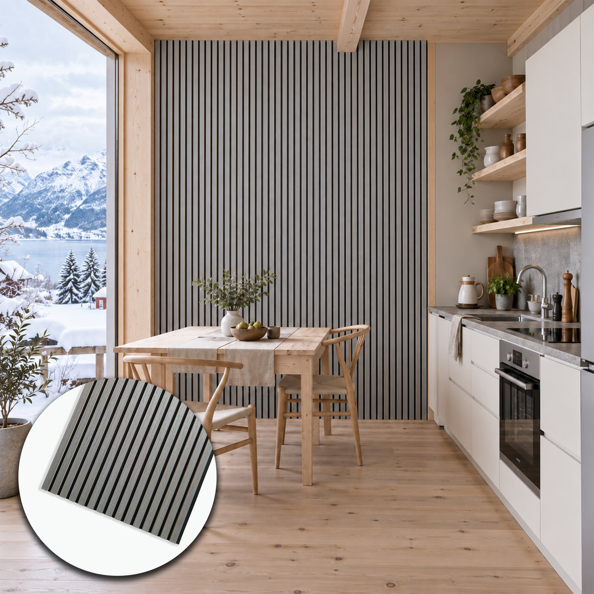 Pannello Acustico a Lamelli in Vero Legno di Rovere, Fibra di Legno e Feltro 12x600x2900 mm – 1,74 m² - Eternal Parquet