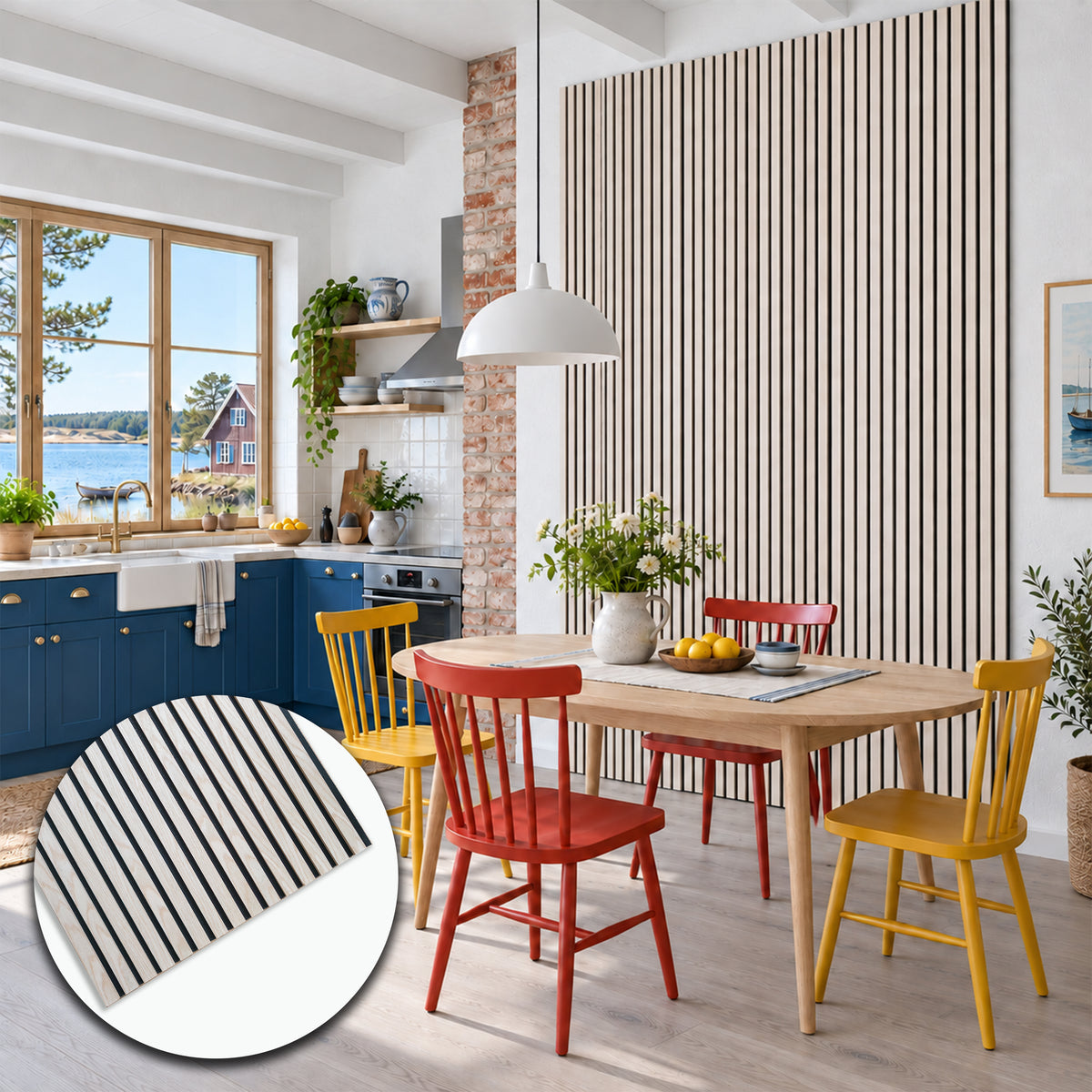 Pannello acustico a lamelli in vero legno di Rovere naturale, fibra di legno e feltro – 12 × 600 × 2900 mm – 1,74 m²