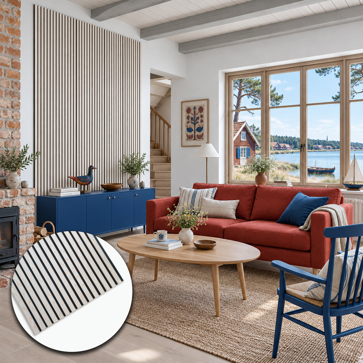 Pannello acustico a lamelli in vero legno di Rovere naturale, fibra di legno e feltro – 12 × 600 × 2900 mm – 1,74 m²