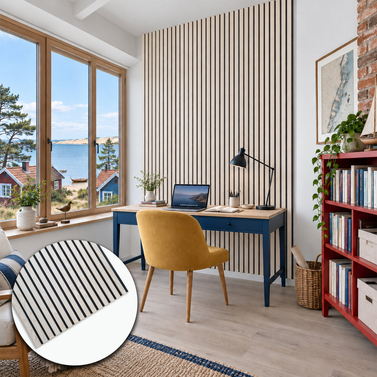 Pannello acustico a lamelli in vero legno di Rovere naturale, fibra di legno e feltro – 12 × 600 × 2900 mm – 1,74 m²