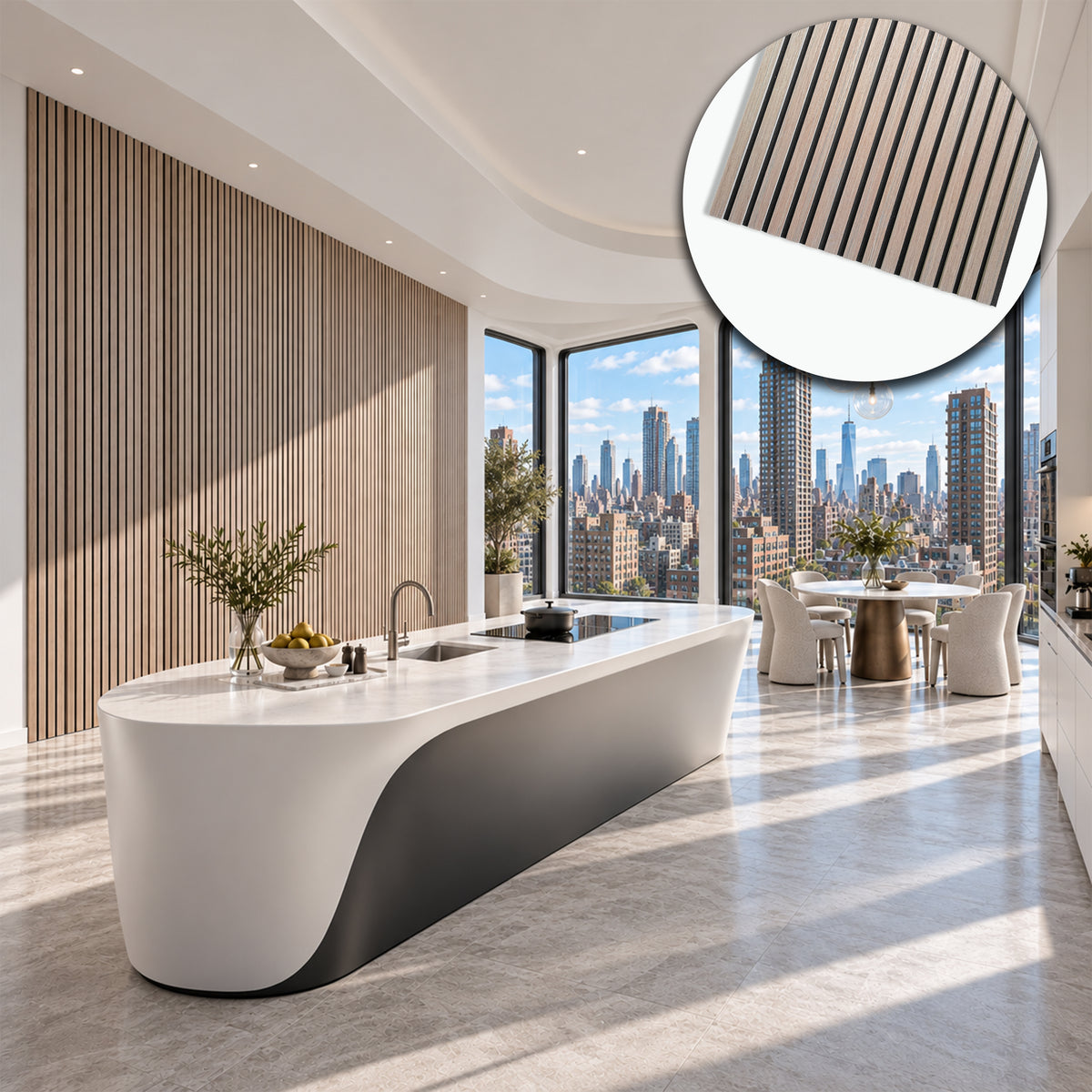 Pannello acustico a lamelli in vero legno di Teak, fibra di legno e feltro – 12 × 600 × 2900 mm – 1,74 m² - Eternal Parquet