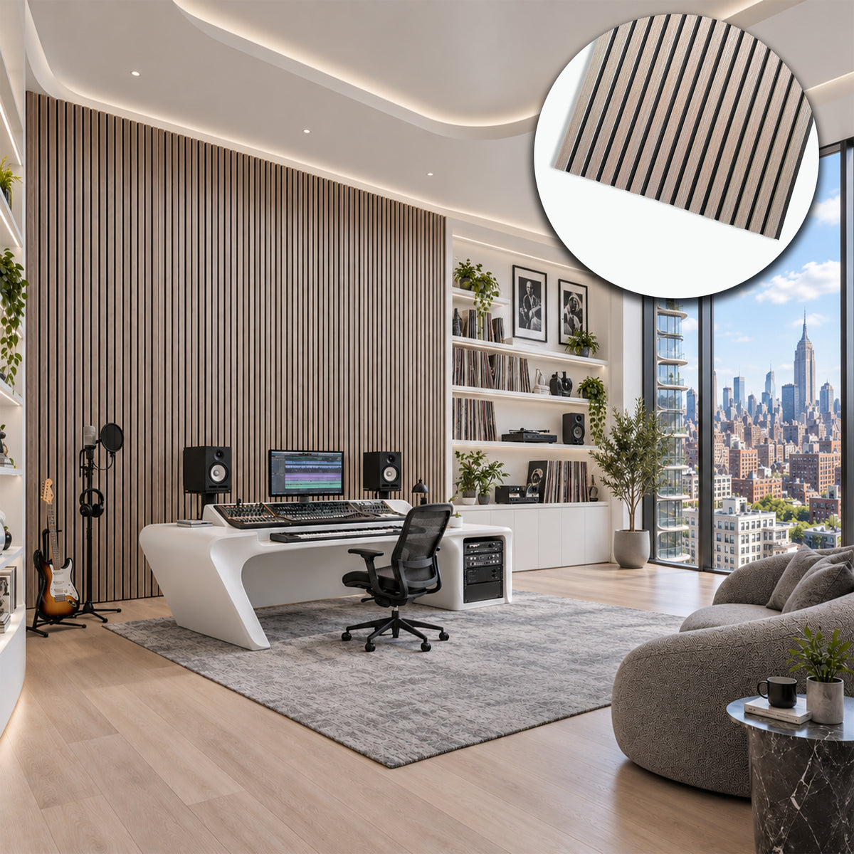 Pannello acustico a lamelli in vero legno di Teak, fibra di legno e feltro – 12 × 600 × 2900 mm – 1,74 m² - Eternal Parquet