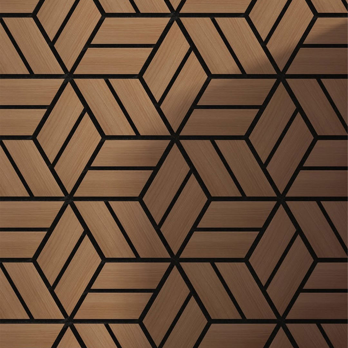 Pannello acustico professionale decorativo Esagonale 300x260x18mm in VERO LEGNO+Pet+Mdf "varie essenze" - Eternal Parquet
