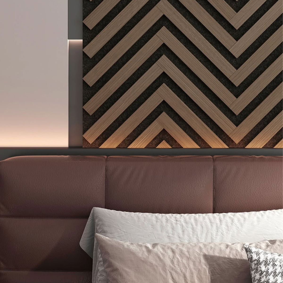 Pannello acustico professionale decorativo Spina Italiana 2700x540x17mm in VERO LEGNO+Pet+Mdf "varie essenze" - Eternal Parquet