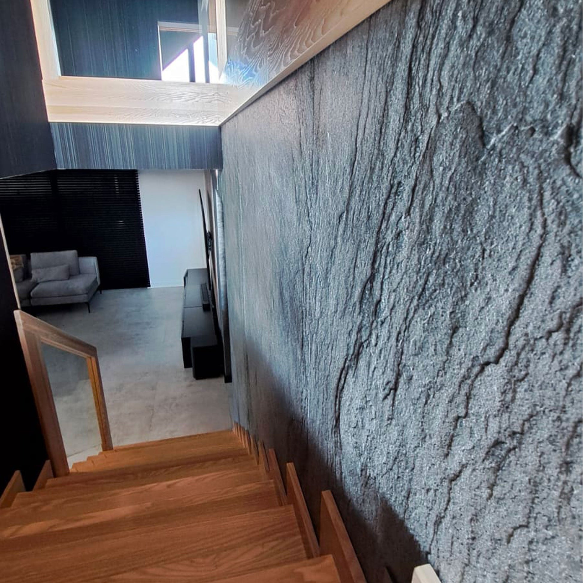 pannello rivoluzionario di Rivestimento interno-esterno in VERA PIETRA flessibile 280x122x0,3cm ANTRACITE Eternal Parquet