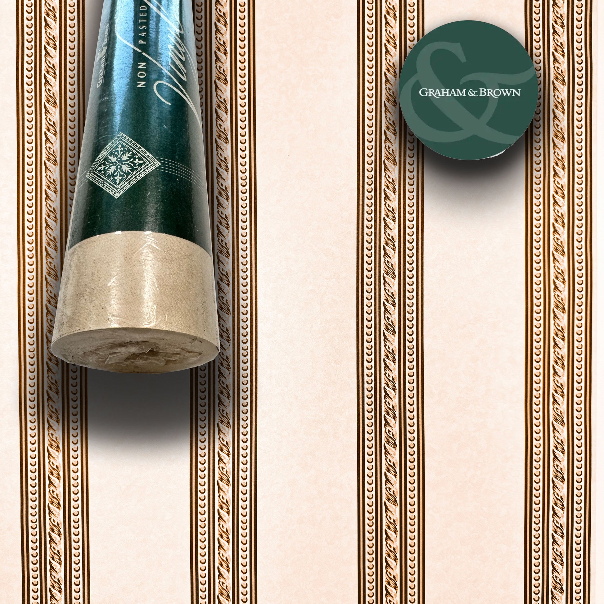 SUPER STOCK €0,56 al mq  - Rotolo da 5,2mq (10x0,52mt) di Carta da Parati vinilica Top Quality lavabile RIGHE BEIGE - Eternal Parquet