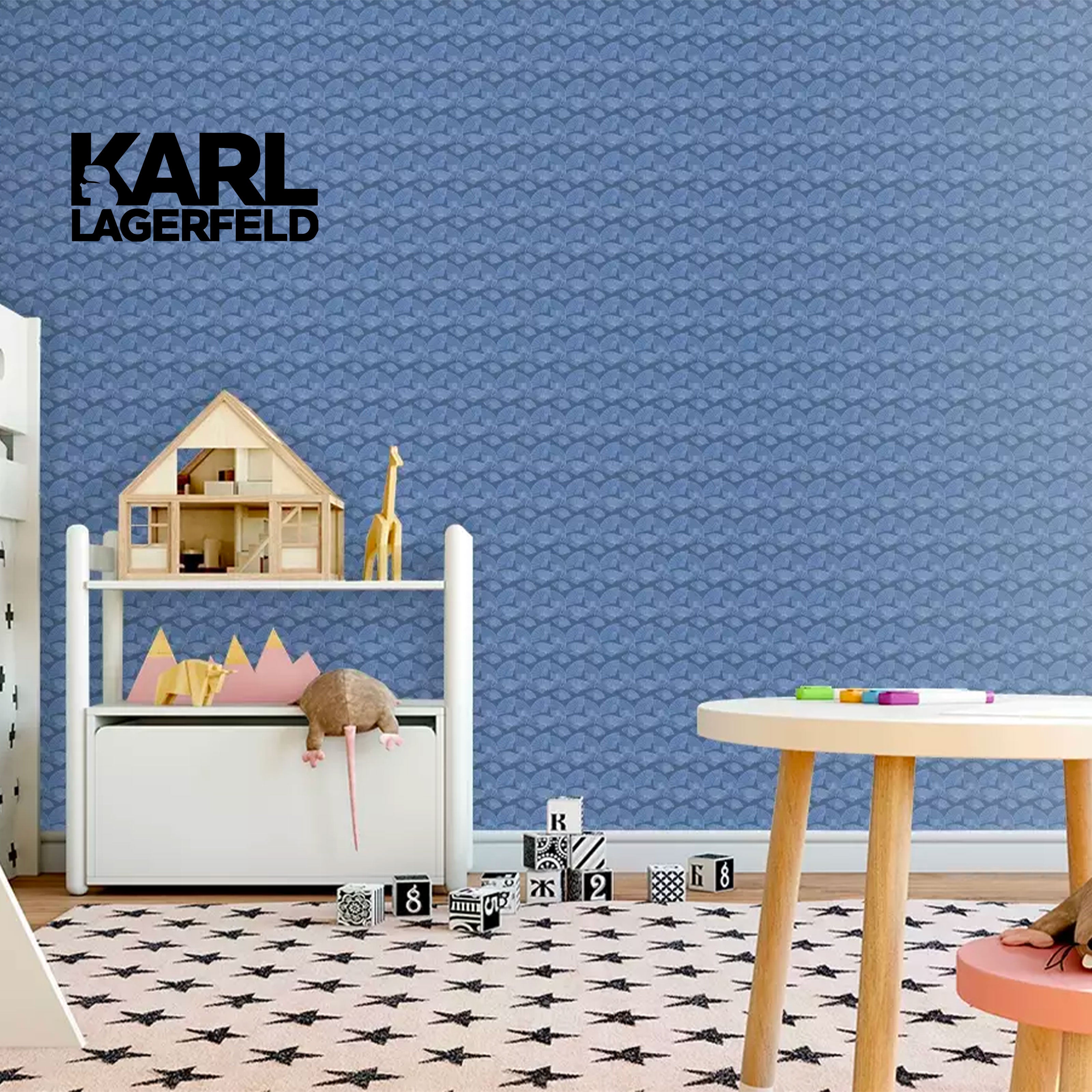 5,32mq Rotolo Carta da Parati griffata KARL LAGERFELD in TNT a rilievo multigloss PREMIUM 10,05x0,53mt cod. 37847-4 - Eternal Parquet
