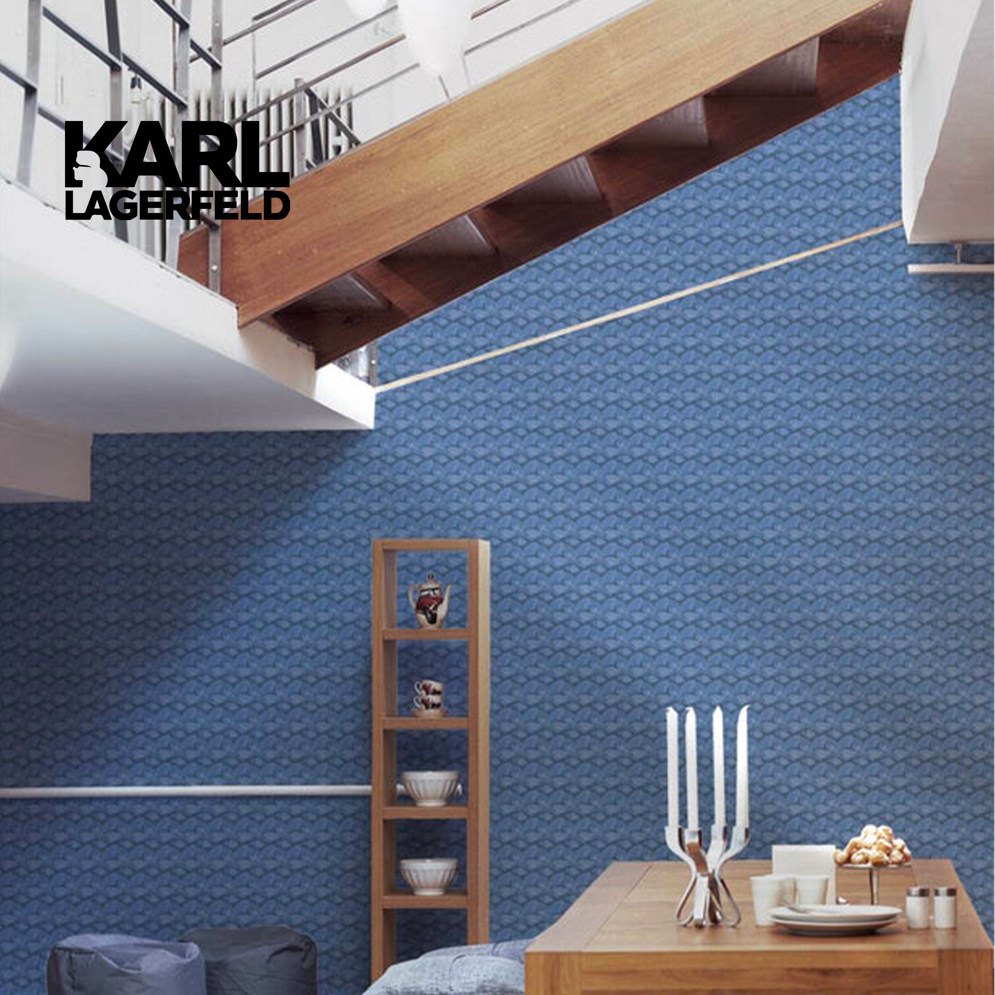 5,32mq Rotolo Carta da Parati griffata KARL LAGERFELD in TNT a rilievo multigloss PREMIUM 10,05x0,53mt cod. 37847-4 - Eternal Parquet