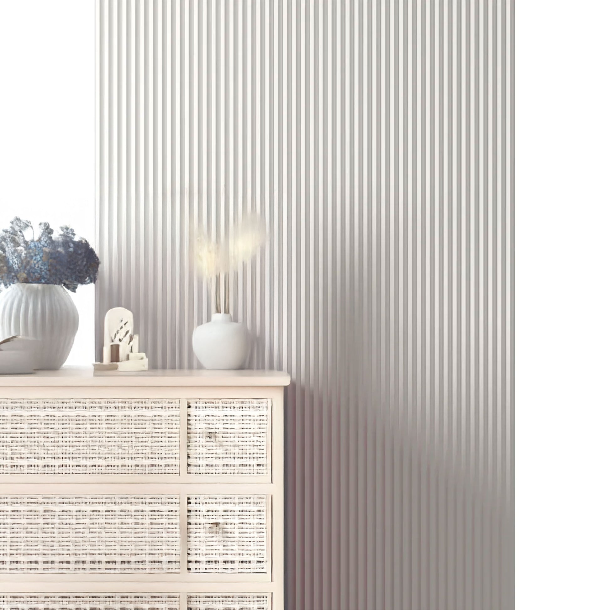 €4,99ml - Asta intera 10x200x2900mm di Rivestimento Parete Boiserie mod.PEAK cannettato Lamelli in Polimeri bianco - Eternal Parquet