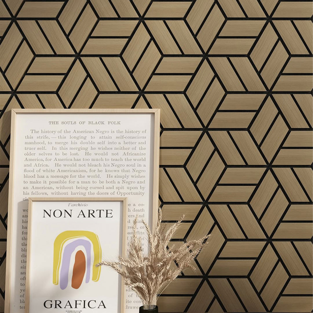 Pannello acustico professionale decorativo Esagonale 300x260x18mm in VERO LEGNO+Pet+Mdf "varie essenze" - Eternal Parquet