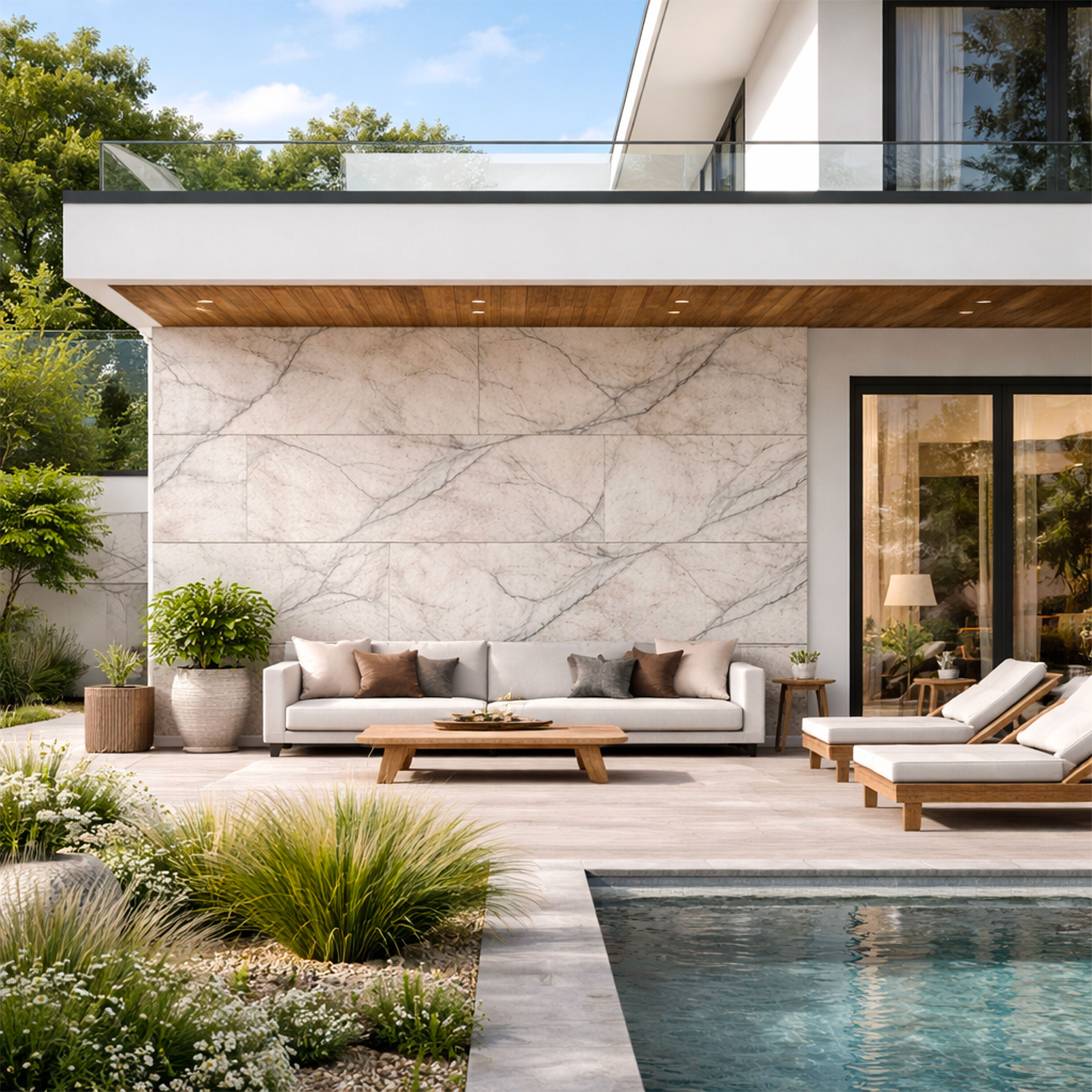 CAPPOTTO esterno - interno isolante in STYROFOAM 3D spess. 2,5cm (120x50cm) con resine e malta Carrara grezzo - Eternal Parquet