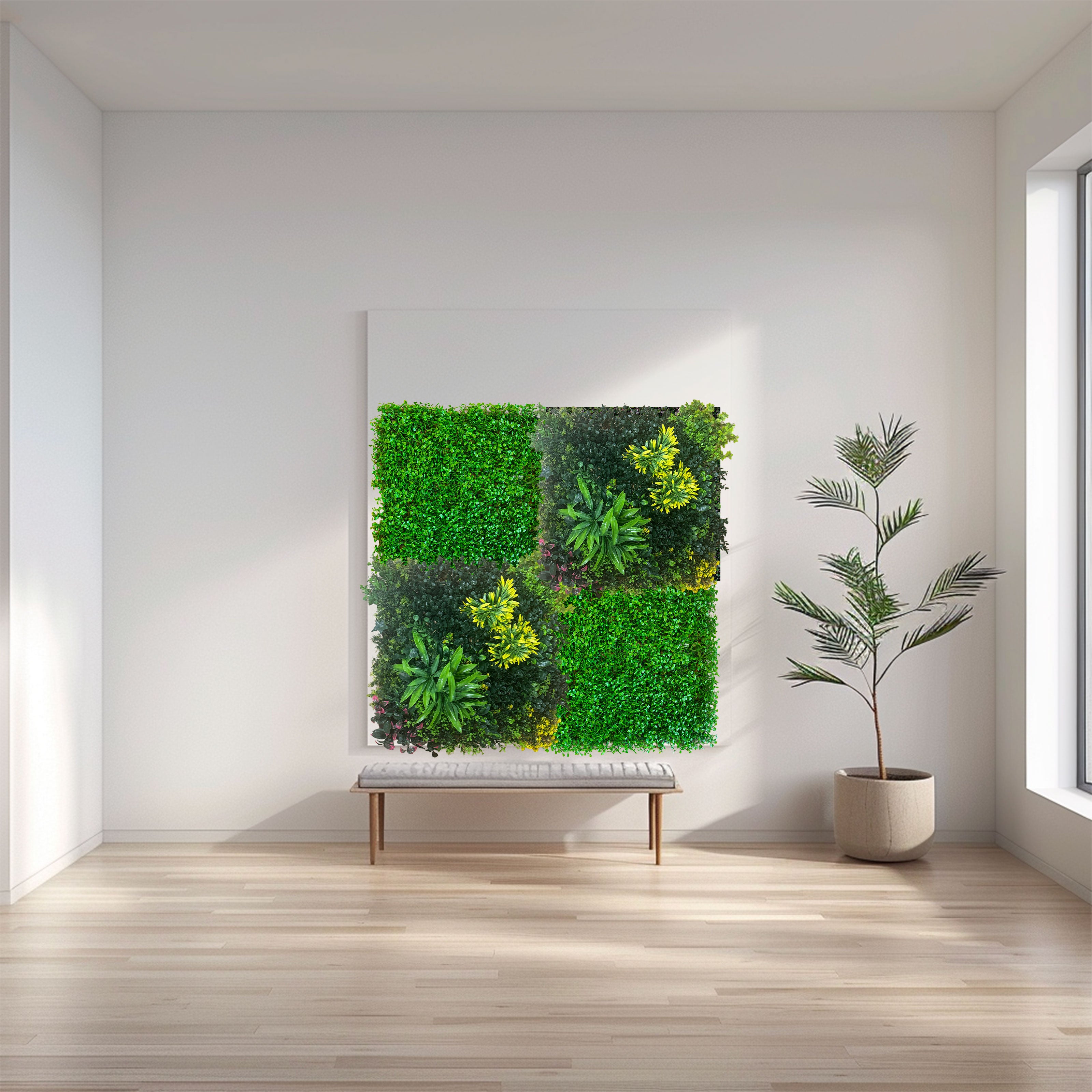 Pannelli Di Siepe Artificiale In Bosso: 355x152 Cm (58,5 Mq) – Foglie Fitte Anti-UV Per Recinzione, Balcone E Giardino – Verde