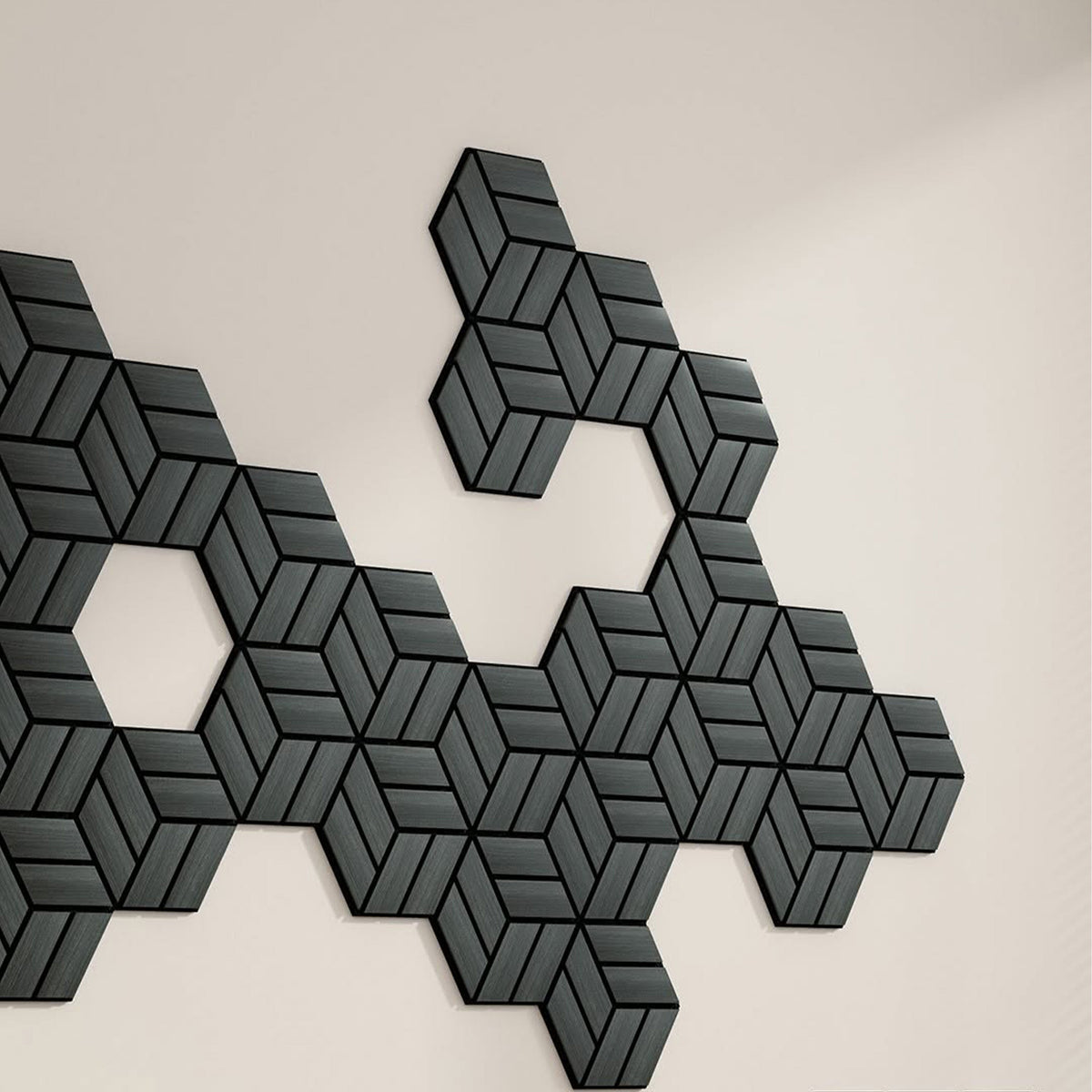 Pannello acustico professionale decorativo Esagonale 300x260x18mm in VERO LEGNO+Pet+Mdf "varie essenze" - Eternal Parquet