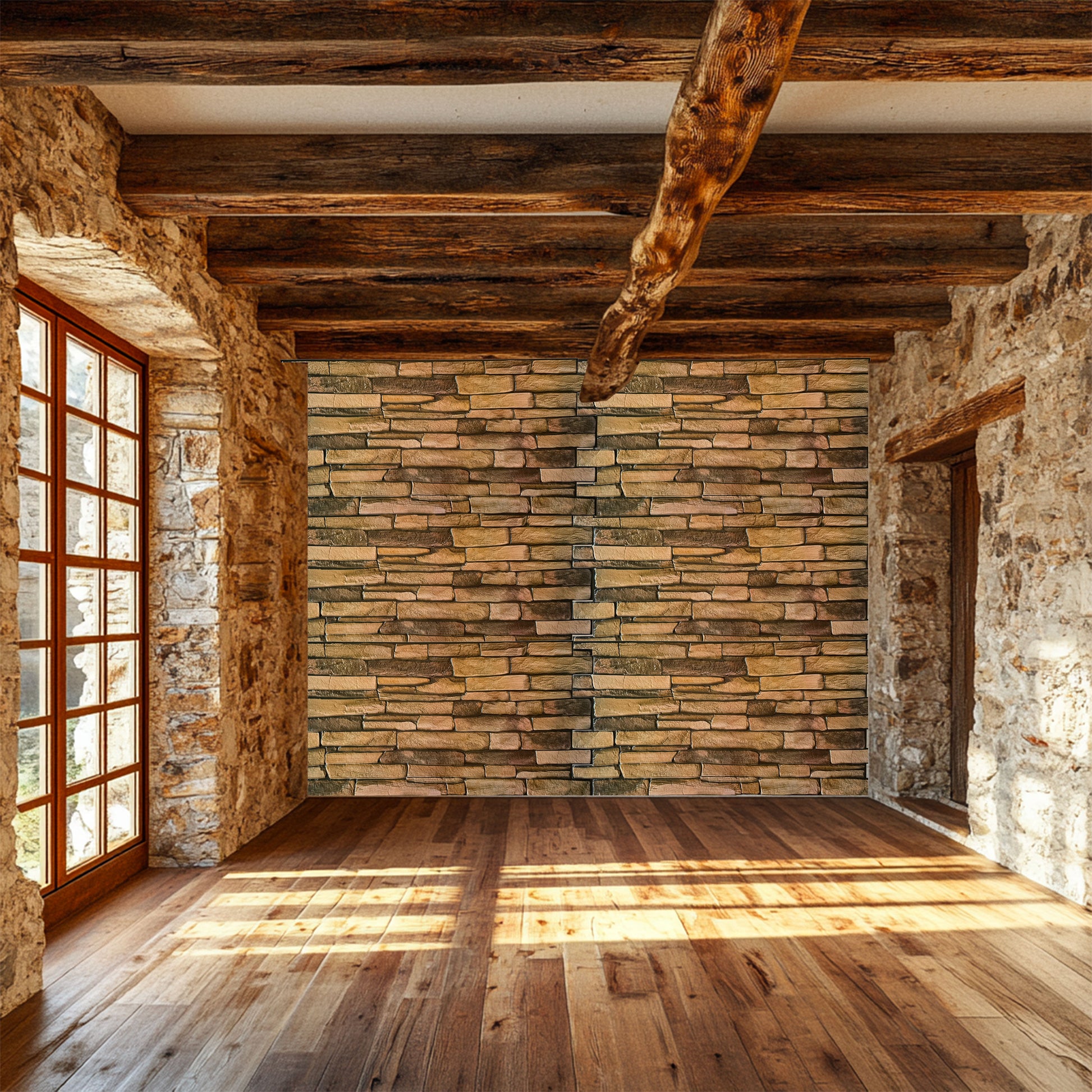 Pannelli 3D Rivestimento a parete in PVC effetto PIETRA CALDA MISTA 96x48cm Realistici, isolanti, idrorepellenti. - Eternal Parquet