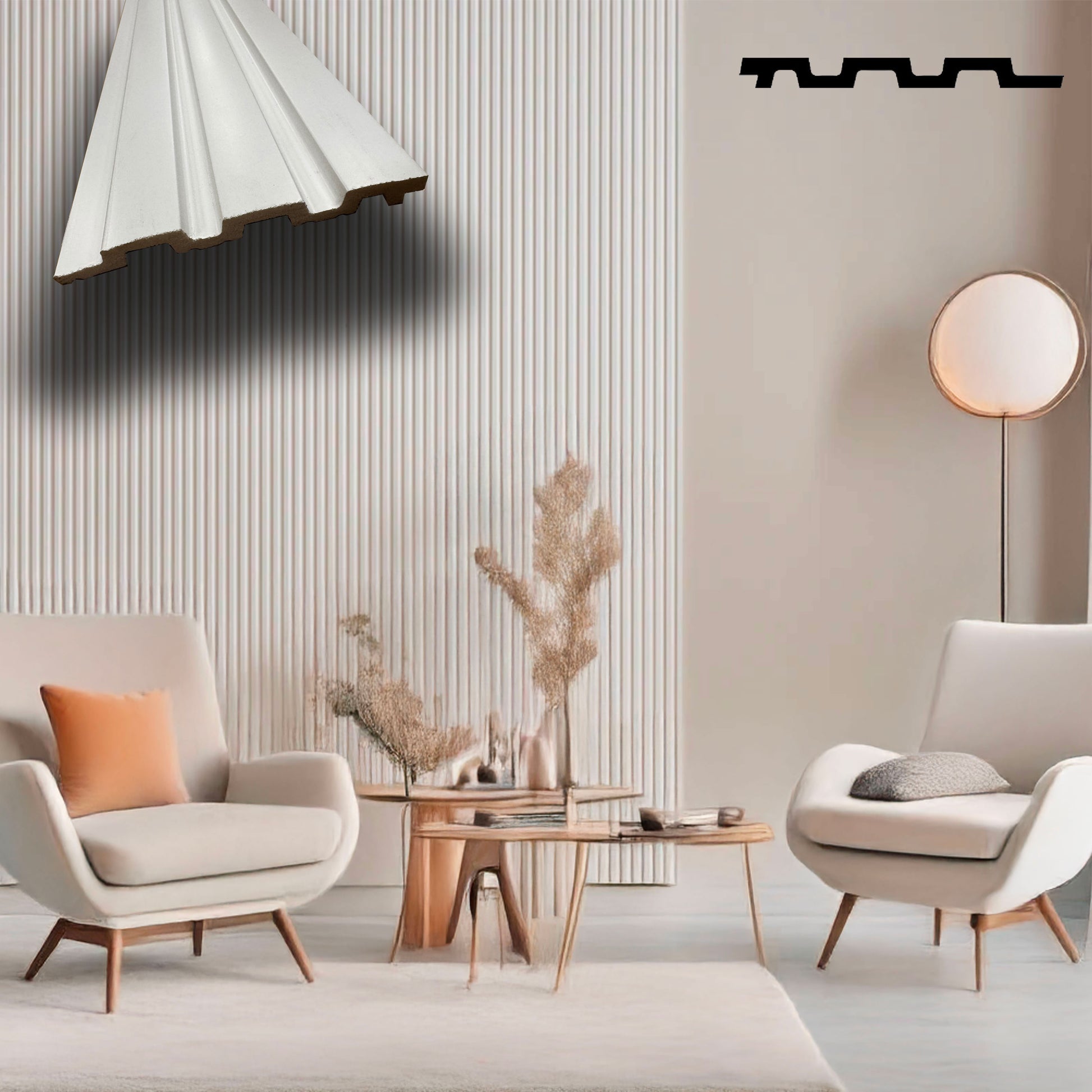 €3,44ml - Asta intera 12x120x2900mm di Rivestimento Parete Boiserie MILLERIGHE cannettato Lamelli in Polimeri bianco - Eternal Parquet