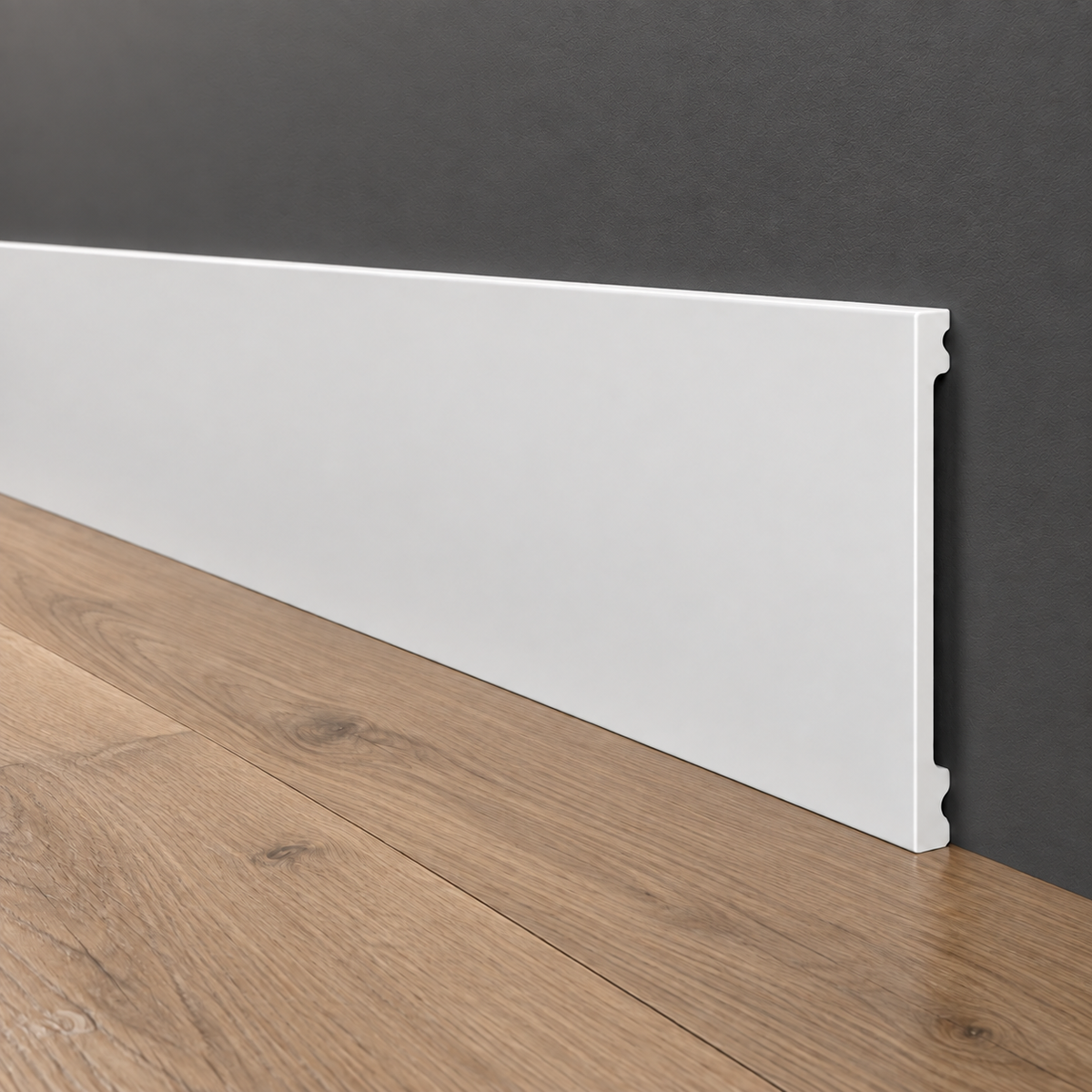 Battiscopa SQUADRATO BIANCO Passacavo 250x13mm in POLIMERI - Polistrutturato (prezzo al metro)