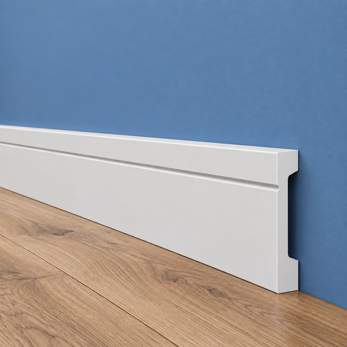 Battiscopa SQUADRATO BIANCO Passacavo ELEGANT 90x15mm in POLIMERI - Polistrutturato (prezzo al metro)