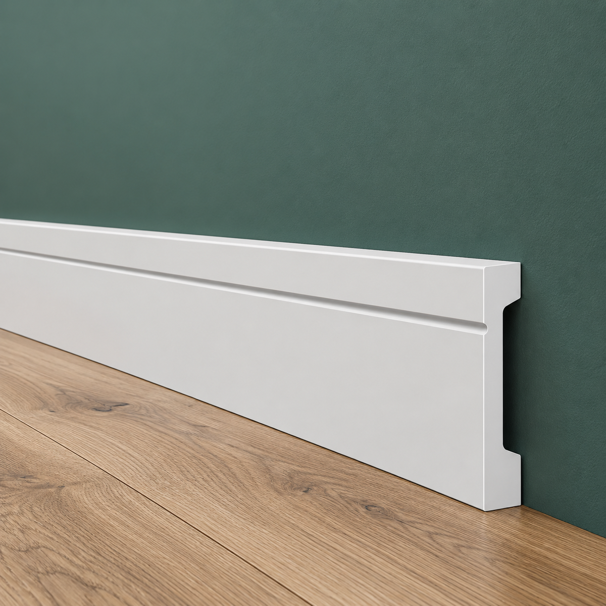 Battiscopa SQUADRATO BIANCO Passacavo ELEGANT 90x15mm in POLIMERI - Polistrutturato (prezzo al metro)