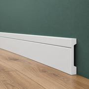 Battiscopa SQUADRATO BIANCO Passacavo ELEGANT 90x15mm in POLIMERI - Polistrutturato (prezzo al metro)