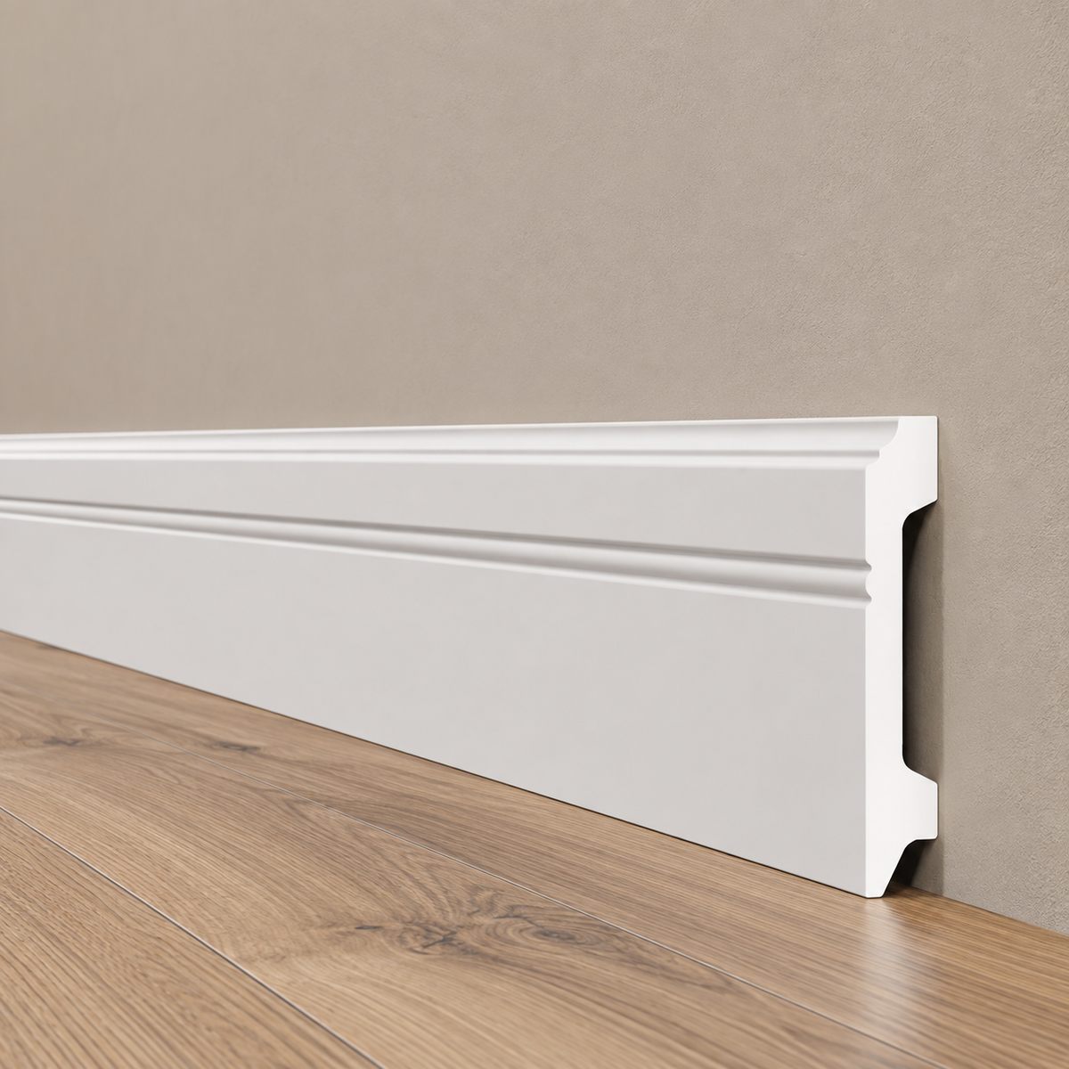 Battiscopa BIANCO Passacavo HORIZON by EDWIN VOSS 100x15mm in POLIMERI - (prezzo al metro)