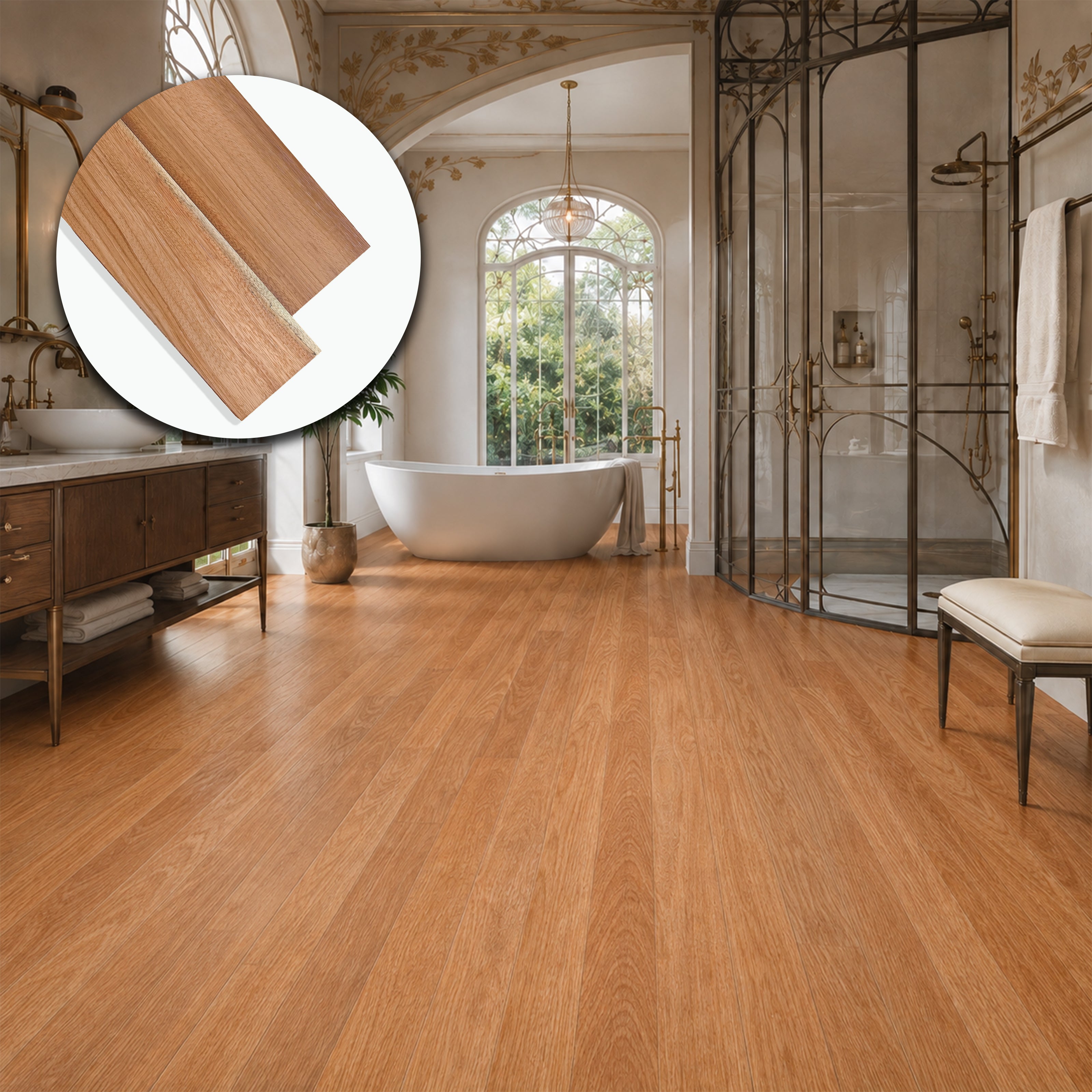 Parquet Prefinito in Doussié Gold Garbelotto Spazzolato Verniciato Opaco Senza Bisello 10x140x1480/1780 mm – Lotto 14 mq