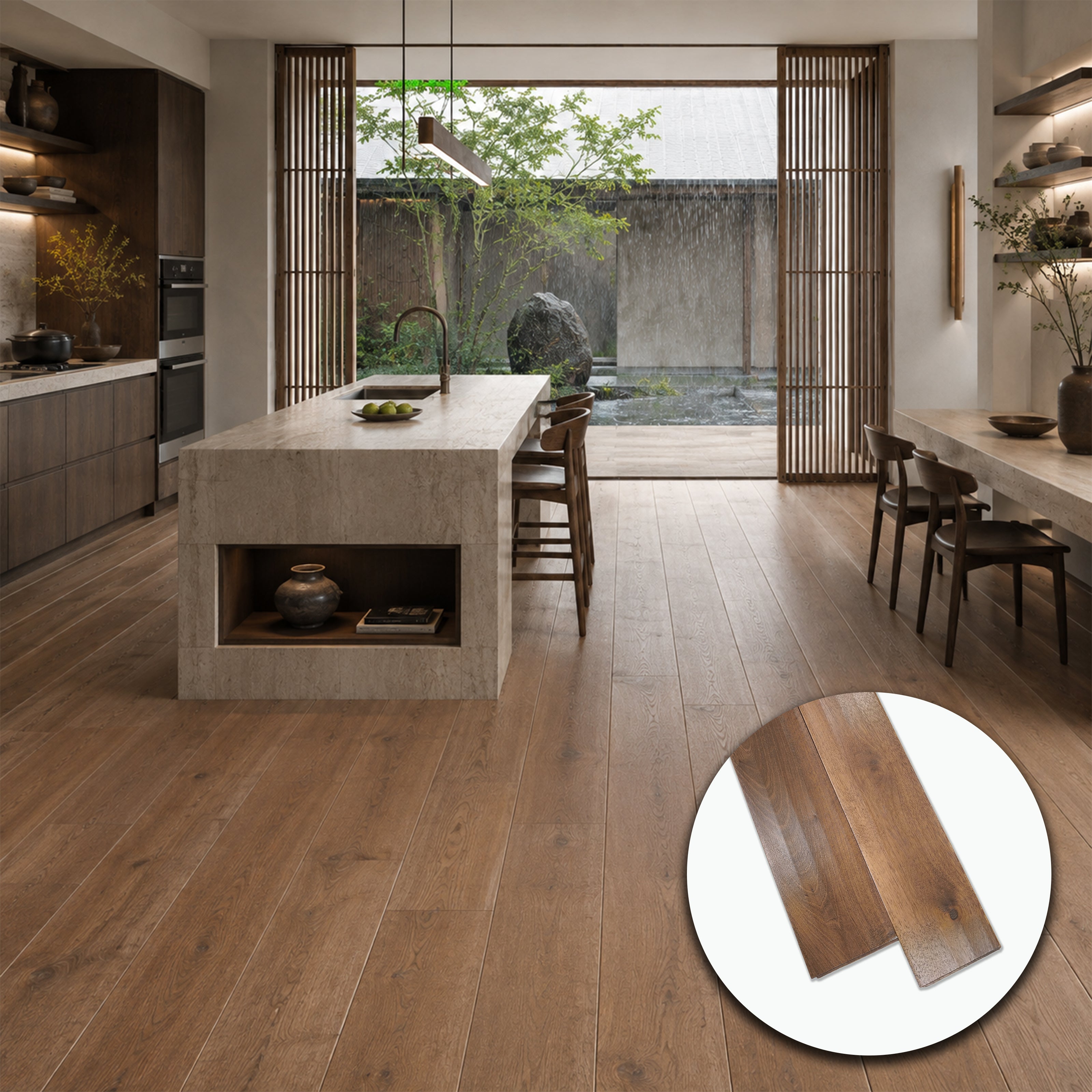Parquet Prefinito in Noce Rustico Garbelotto Piallato Morciato Anticato Bisellato 4 Lati 14x150x2020 mm – Lotto 16 mq