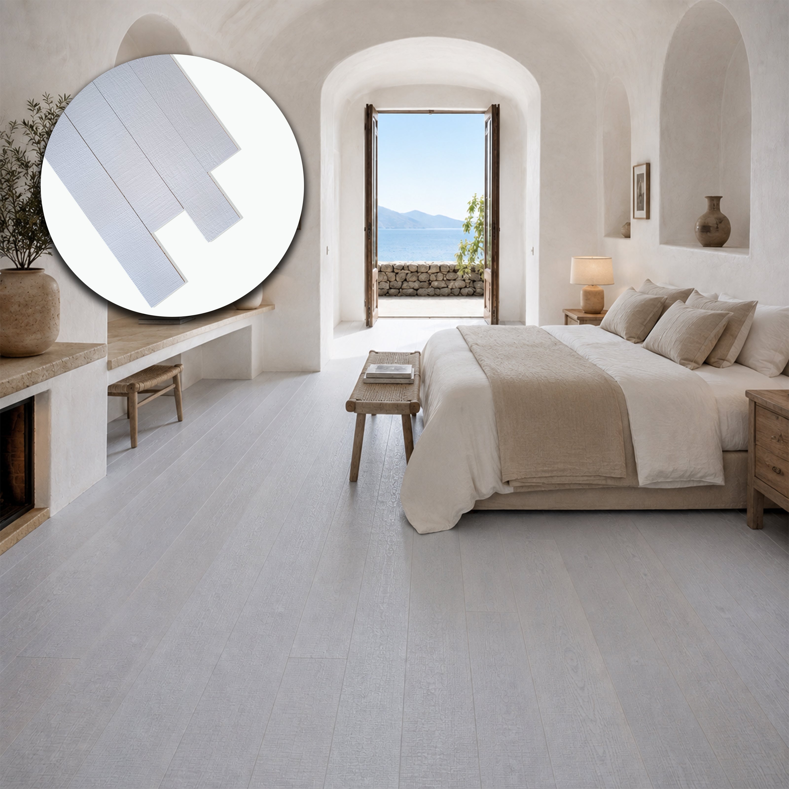 Parquet Prefinito in Rovere Gold Rustico Garbelotto Taglio a Sega Bianco Perla Bisellato 10x150x1630/1900 mm – Lotto 10 mq